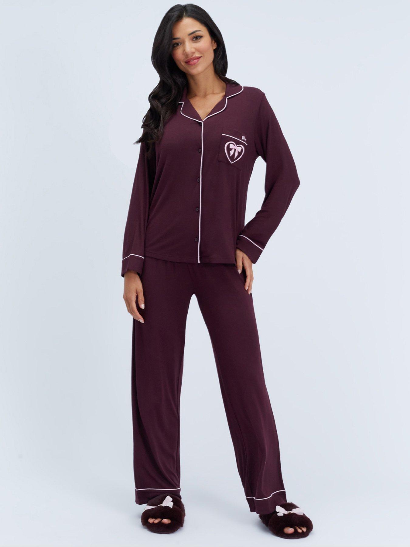 Boux Avenue Boux Avenue Modal Piped Pyjama Set - Blackberry