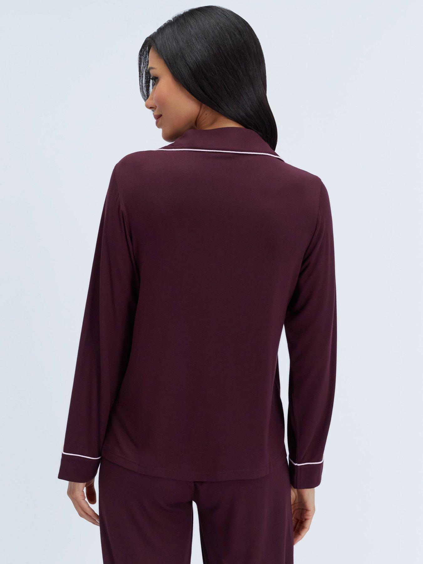 Image 2 of 6 of Boux Avenue Womens Modal Piped Long Sleeve Pyjama Set - Purple