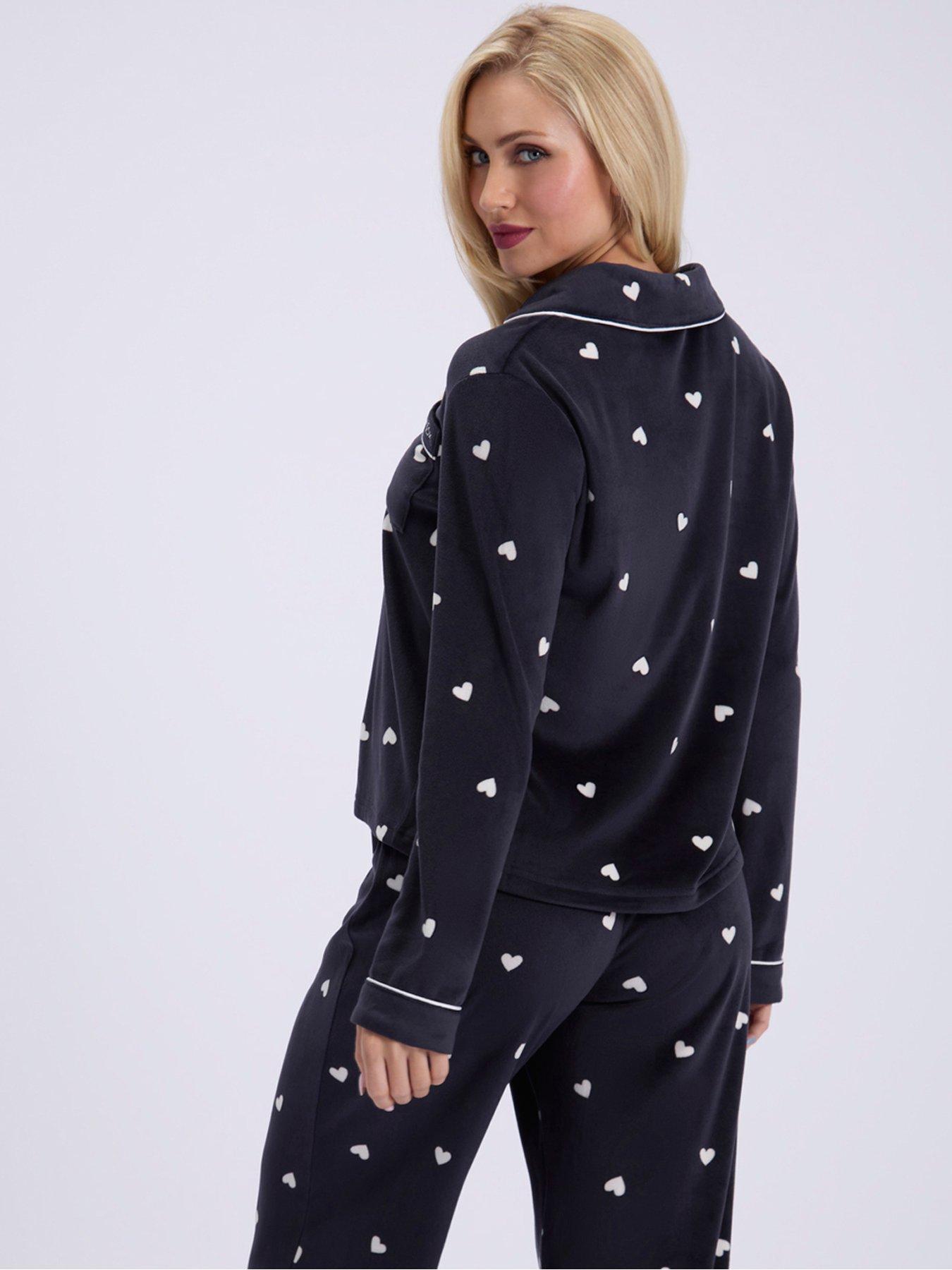 Image 2 of 5 of Boux Avenue Heart Velour Pyjama Set - Charcoal