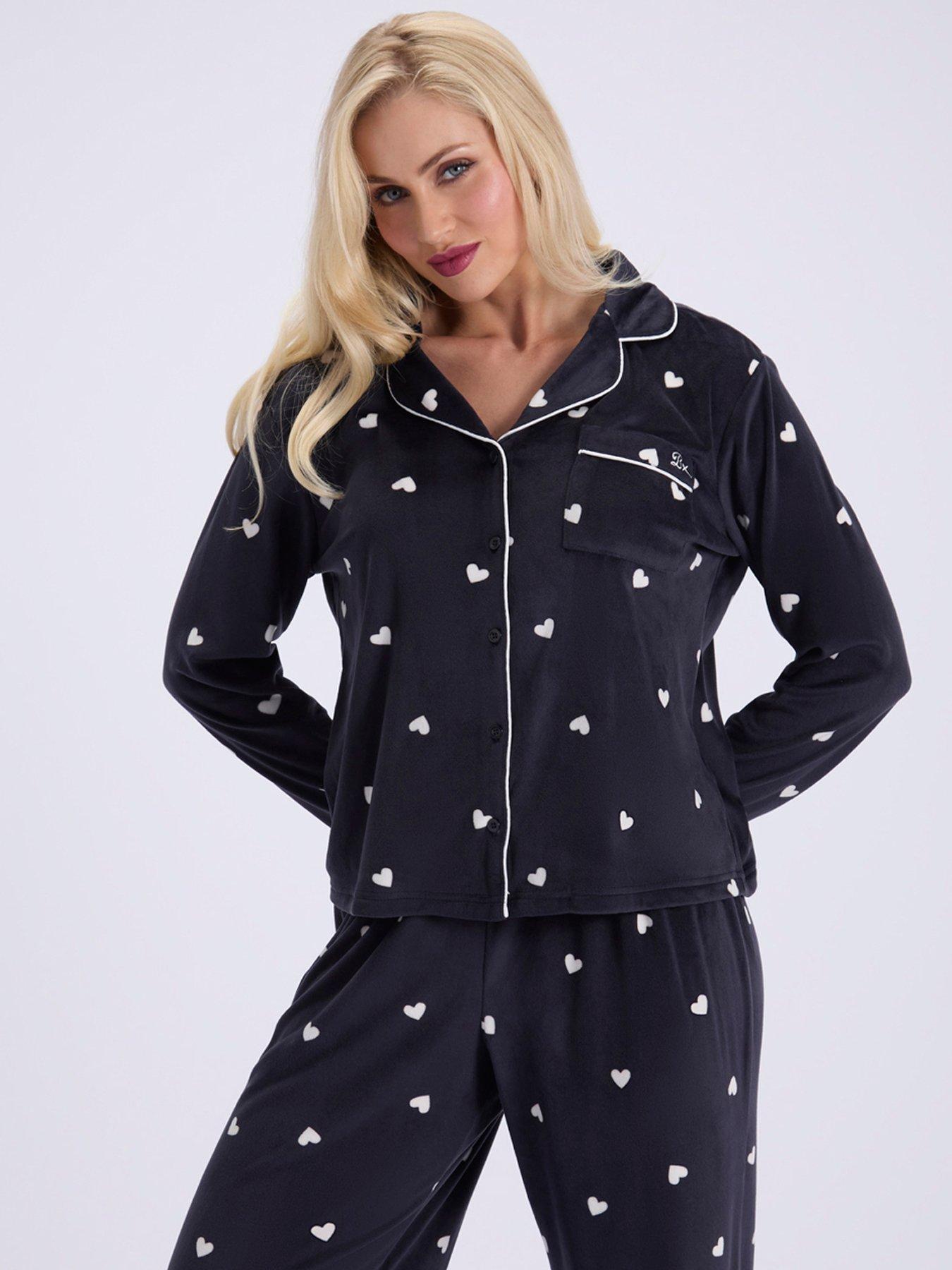 Image 4 of 5 of Boux Avenue Heart Velour Pyjama Set - Charcoal