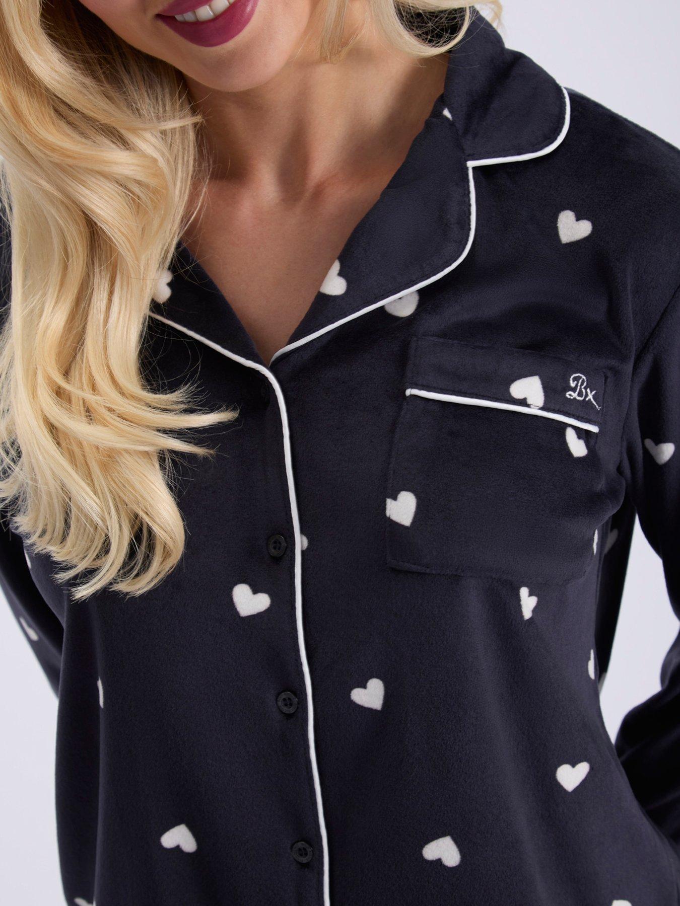 Image 5 of 5 of Boux Avenue Heart Velour Pyjama Set - Charcoal