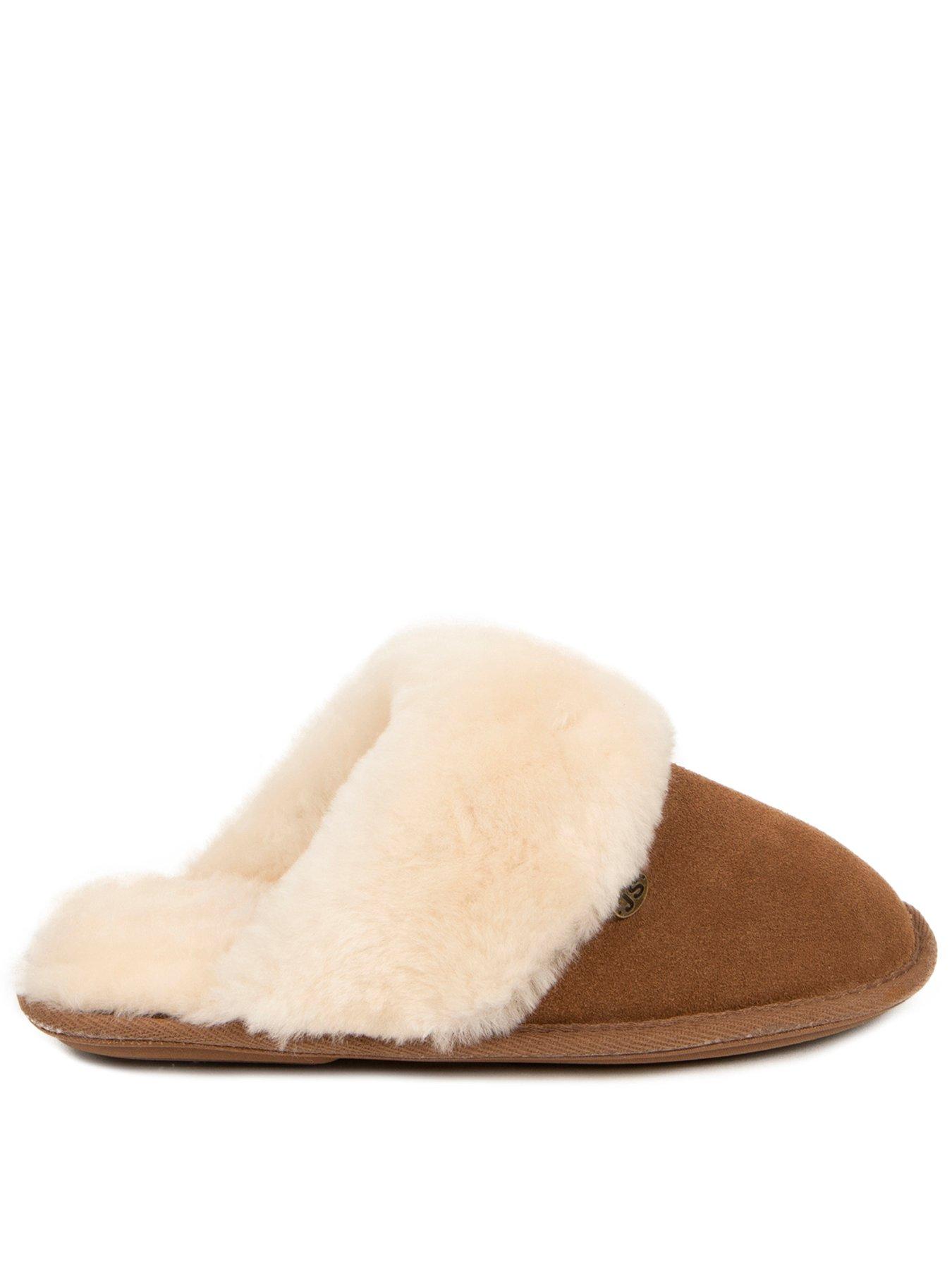 Image 1 of 5 of Just Sheepskin Womens Duchess Sheepskin Lined Slip-On Mule Slippers - Brown