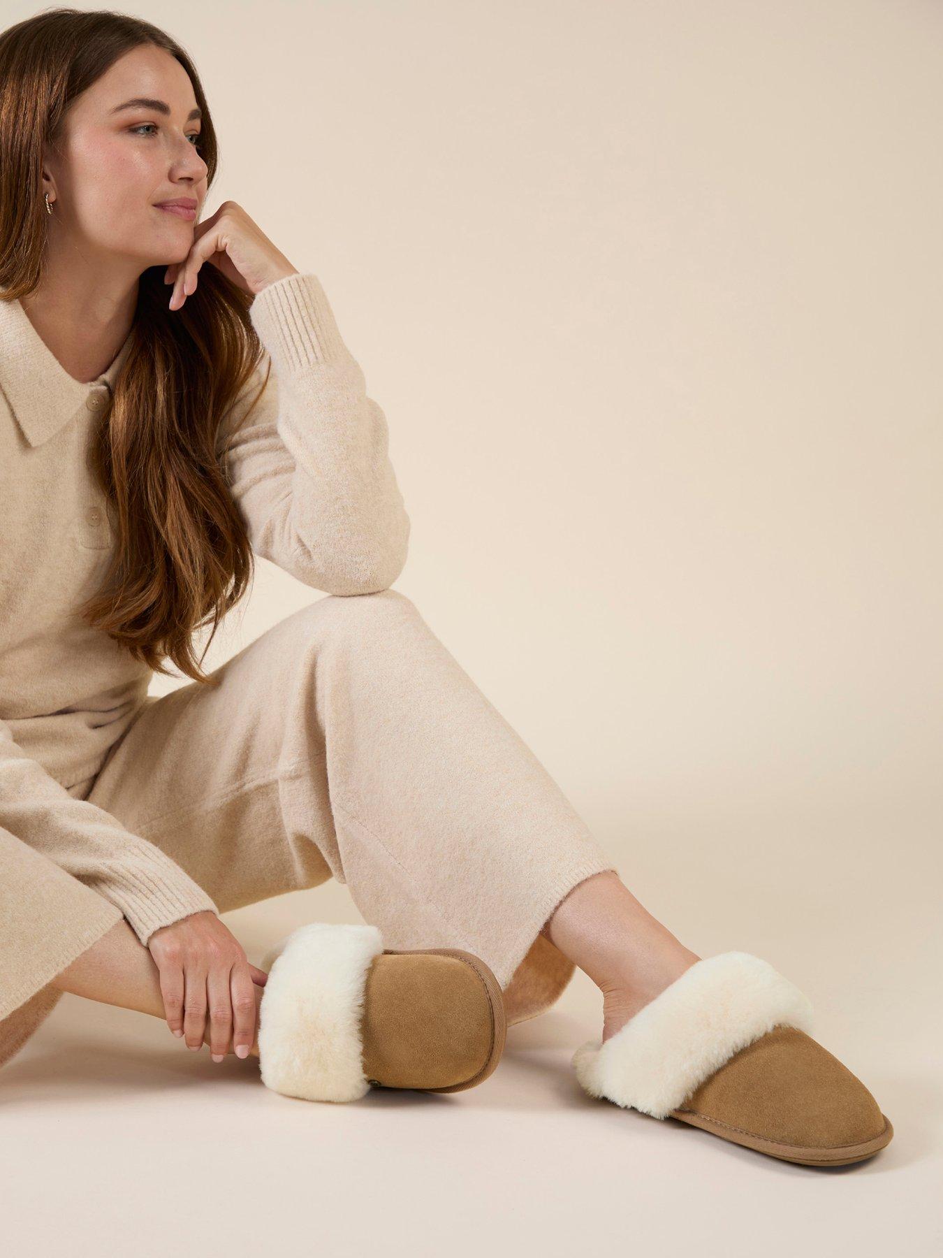 Image 5 of 5 of Just Sheepskin Womens Duchess Sheepskin Lined Slip-On Mule Slippers - Brown