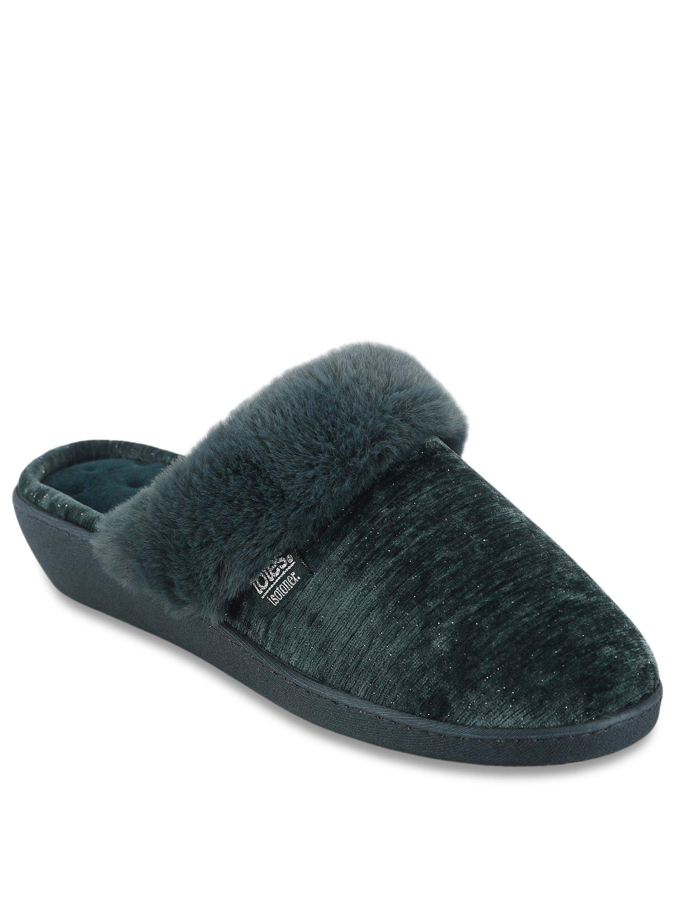 Image 2 of 5 of Totes Isotoner Totes Isotoner Womens Sparkle Heeled Mule Slippers - Green