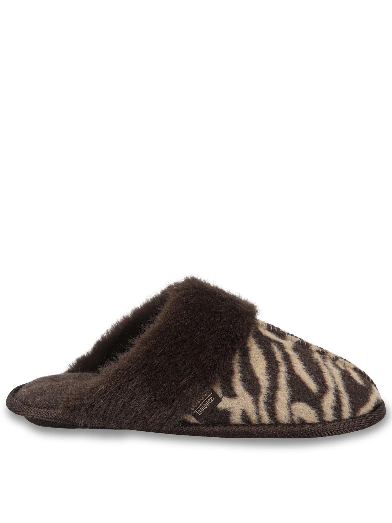 Image 1 of 5 of Totes Isotoner Womens Animal Print Mule Slippers - Brown