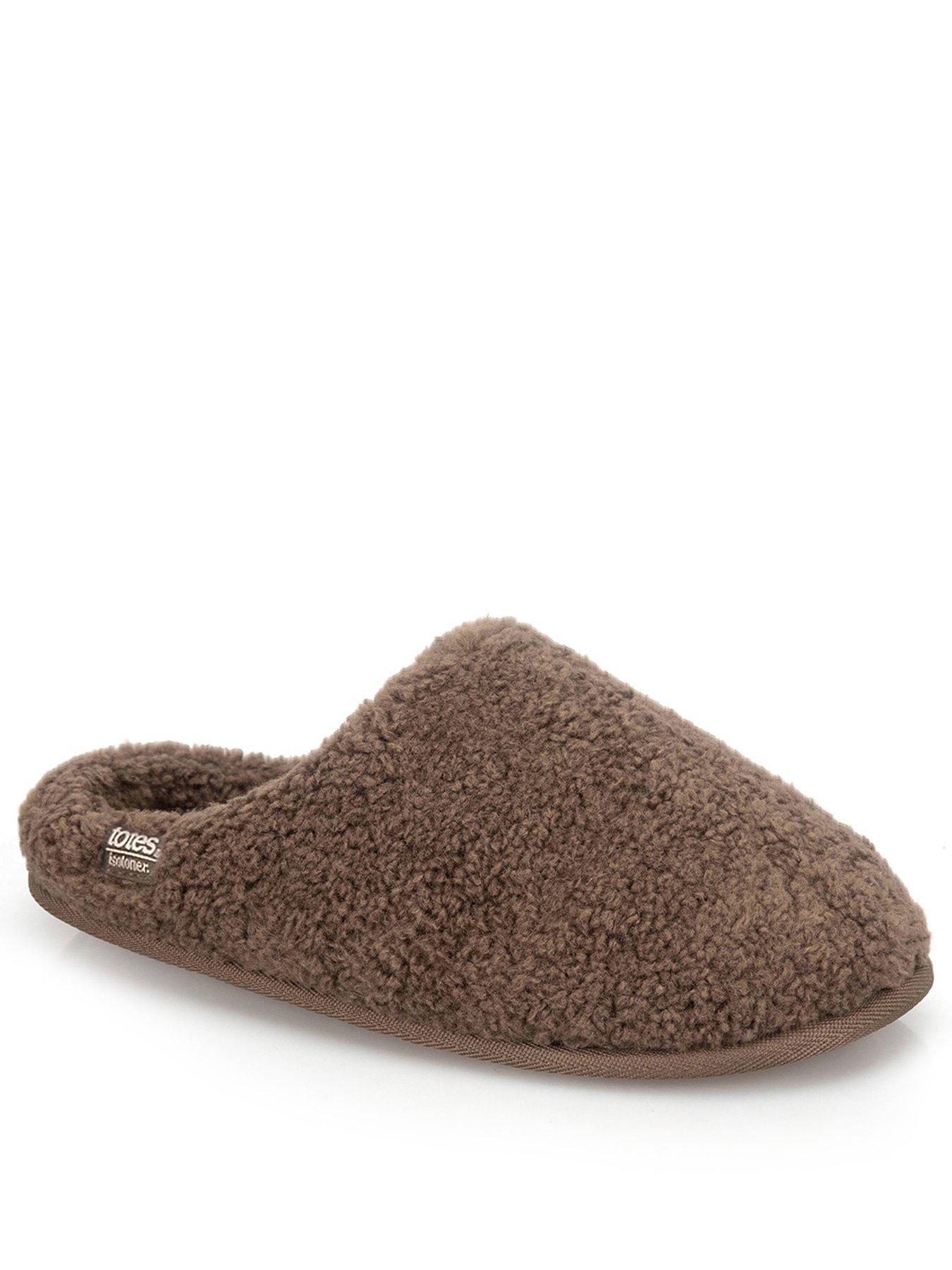Image 2 of 5 of Totes Isotoner Womens Borg Swept Back Mule Slippers - Brown