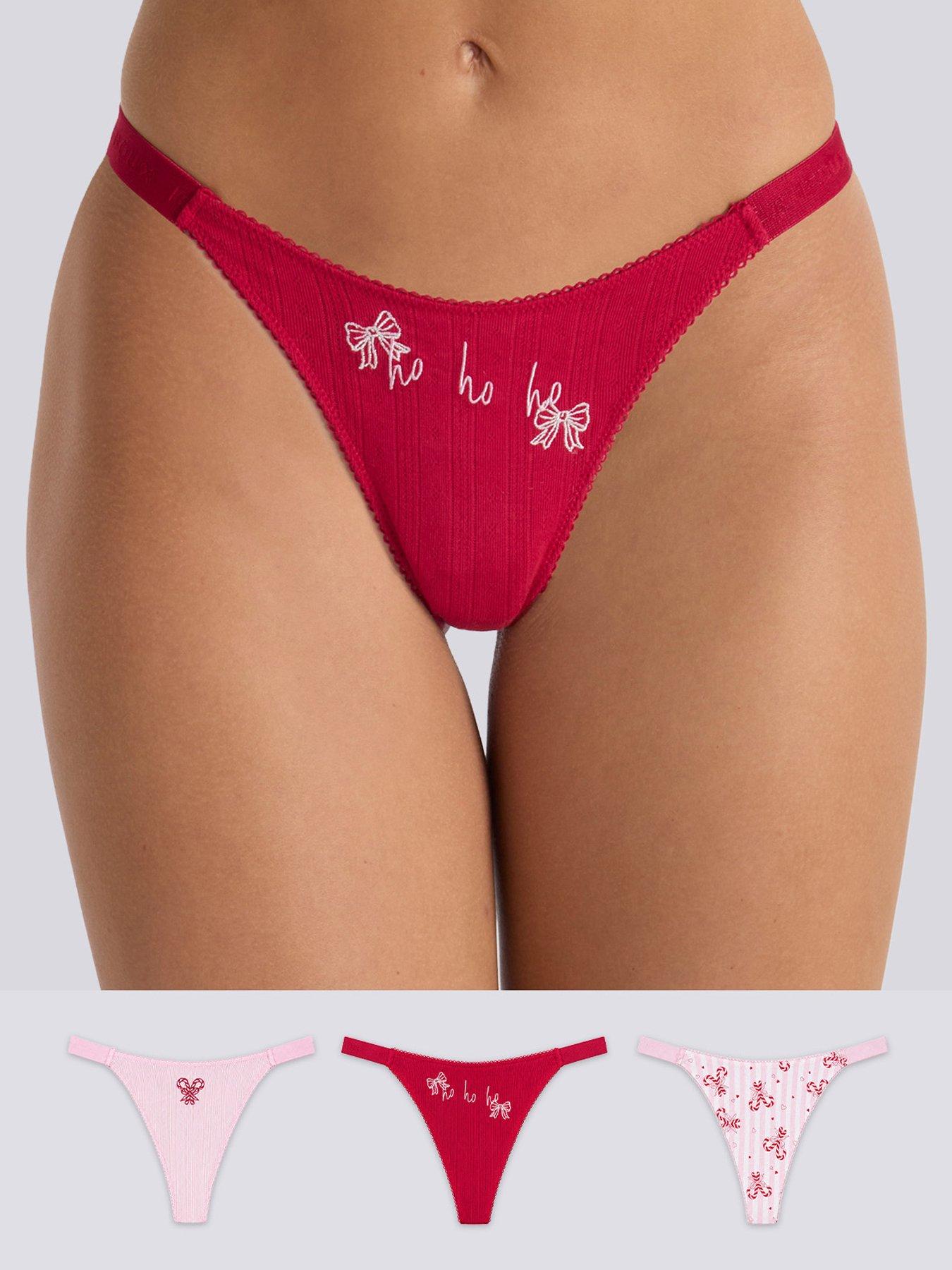 Boux Avenue Boux Avenue Gigi High Leg Thong 3 Pk - Red Mix
