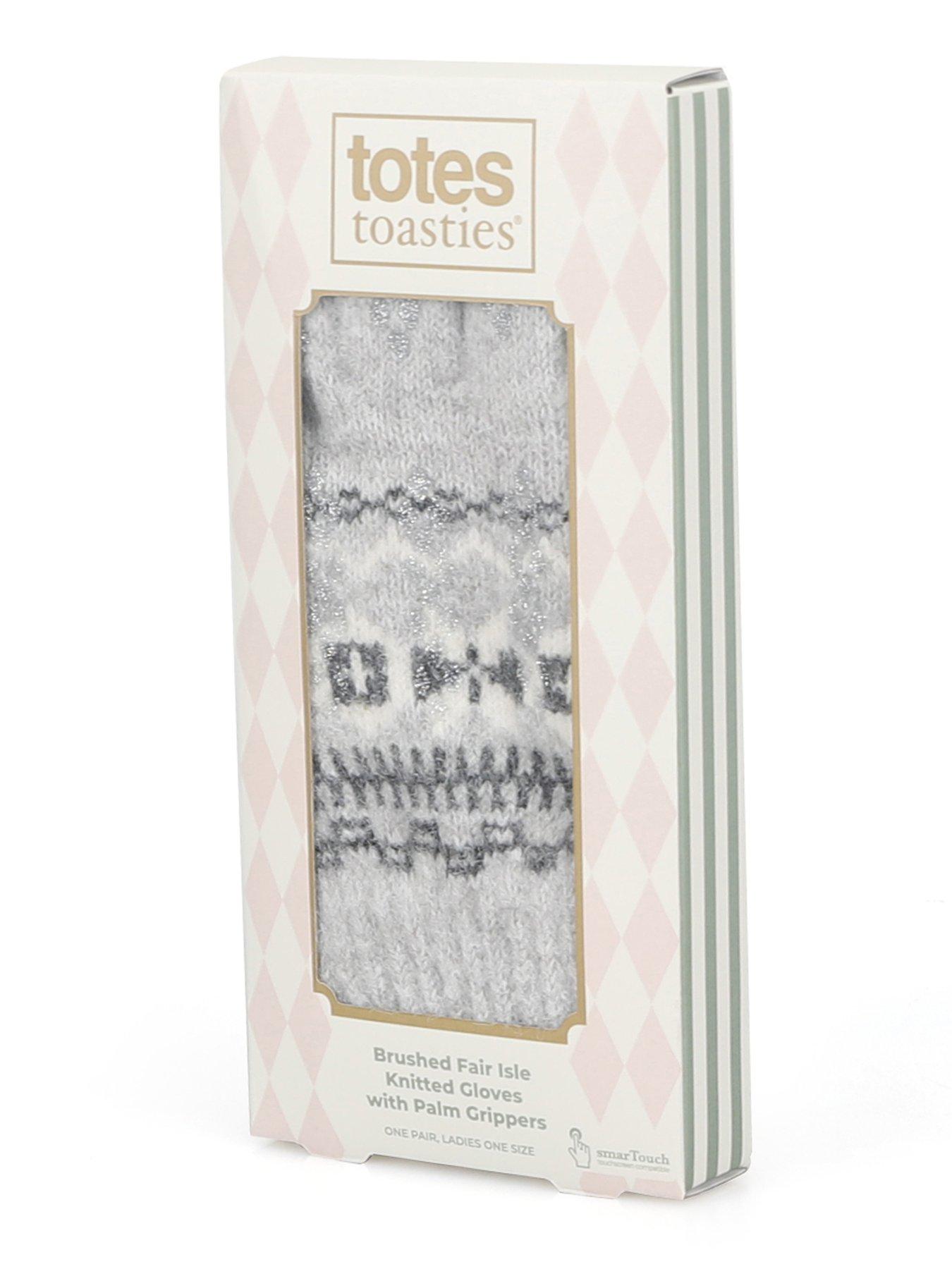 Image 4 of 4 of TOTES Totes Womens Fair Isle Knitted Gloves With Palm Grippers And Smartouch - Grey Fair Isle