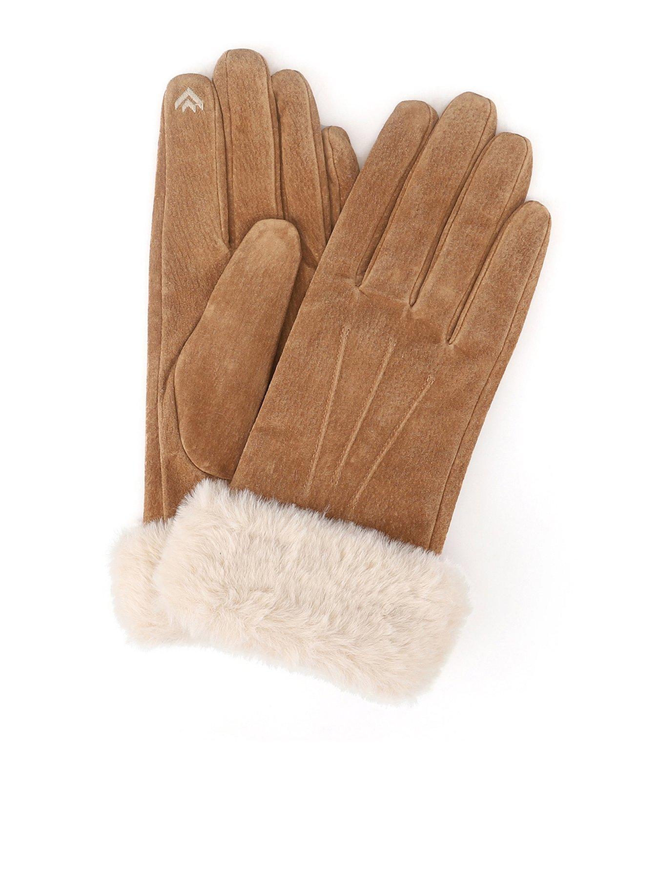 Image 1 of 5 of Totes Isotoner Womens 3 Point Suede Gloves With Smartouch - Tan