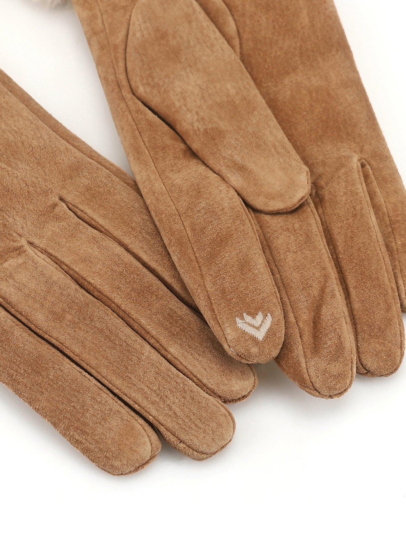 Image 2 of 5 of Totes Isotoner Womens 3 Point Suede Gloves With Smartouch - Tan