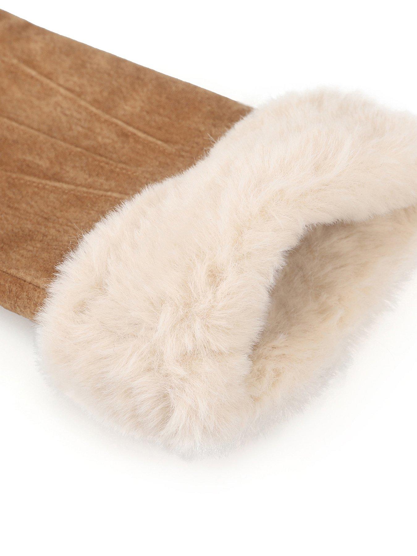 Image 3 of 5 of Totes Isotoner Womens 3 Point Suede Gloves With Smartouch - Tan