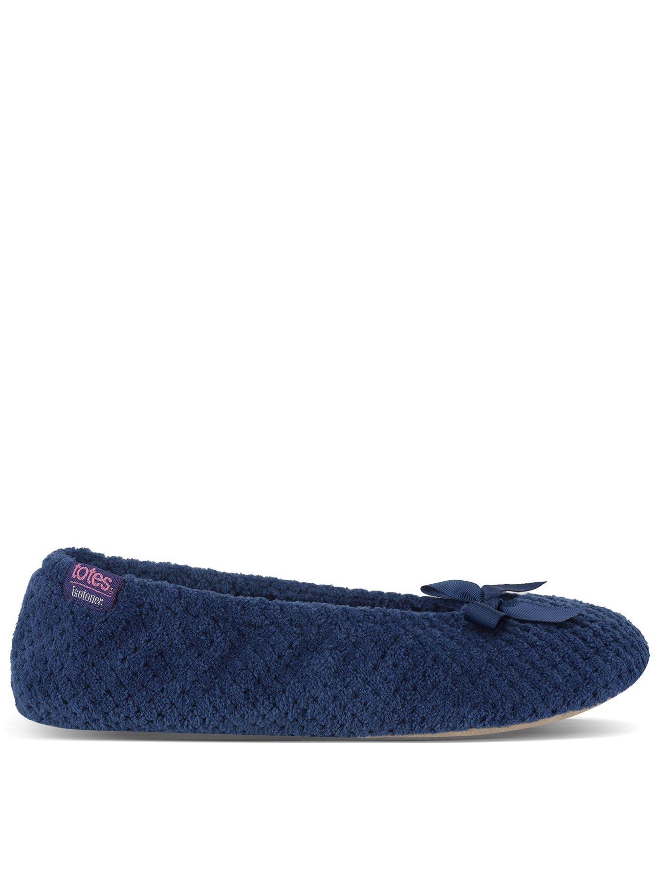 Image 1 of 5 of Totes Isotoner Womens Popcorn Bow Ballerina Slippers - Dark Blue