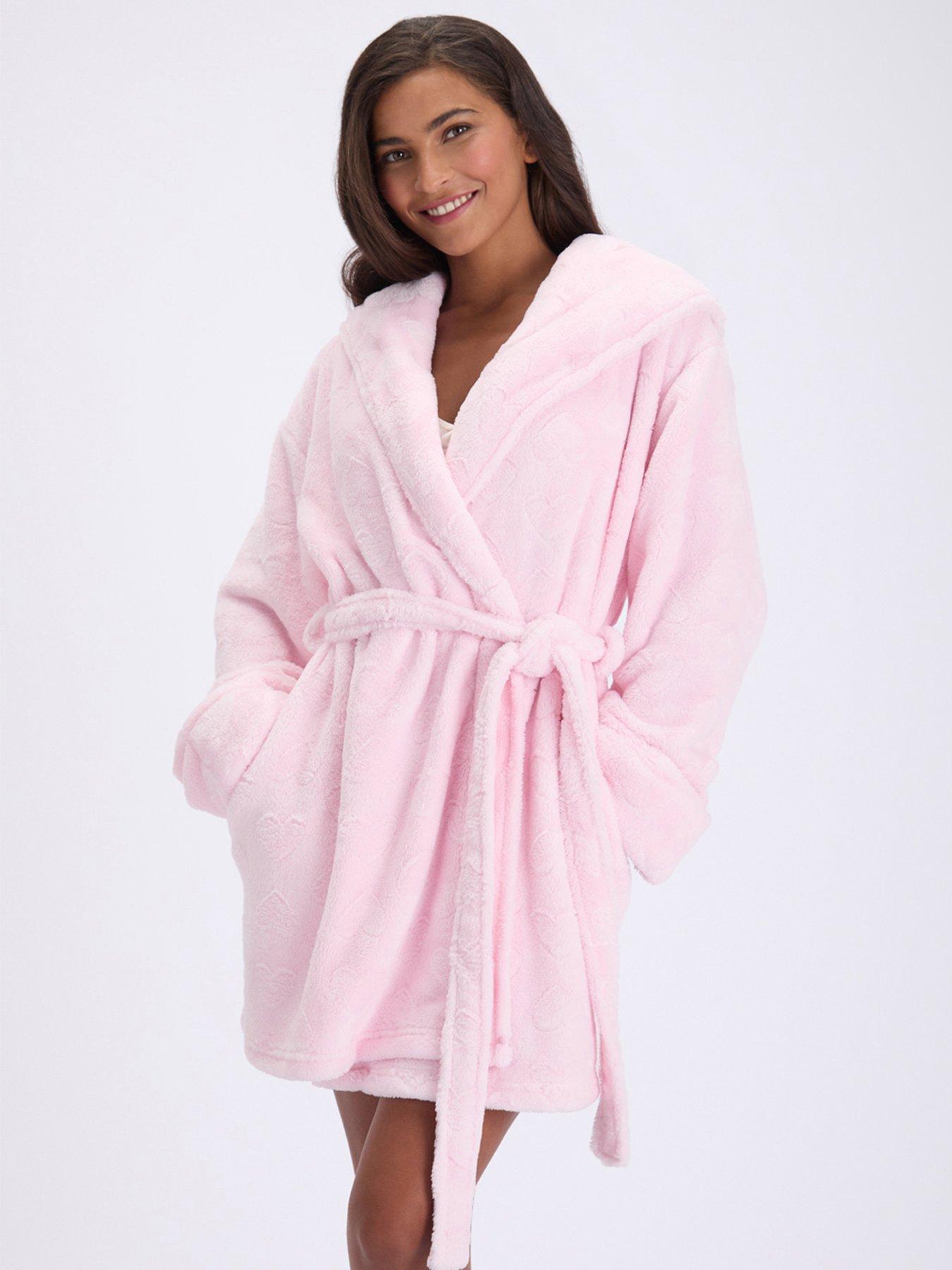 Image 1 of 6 of Boux Avenue Fluffy Heart Short Gown - Pink