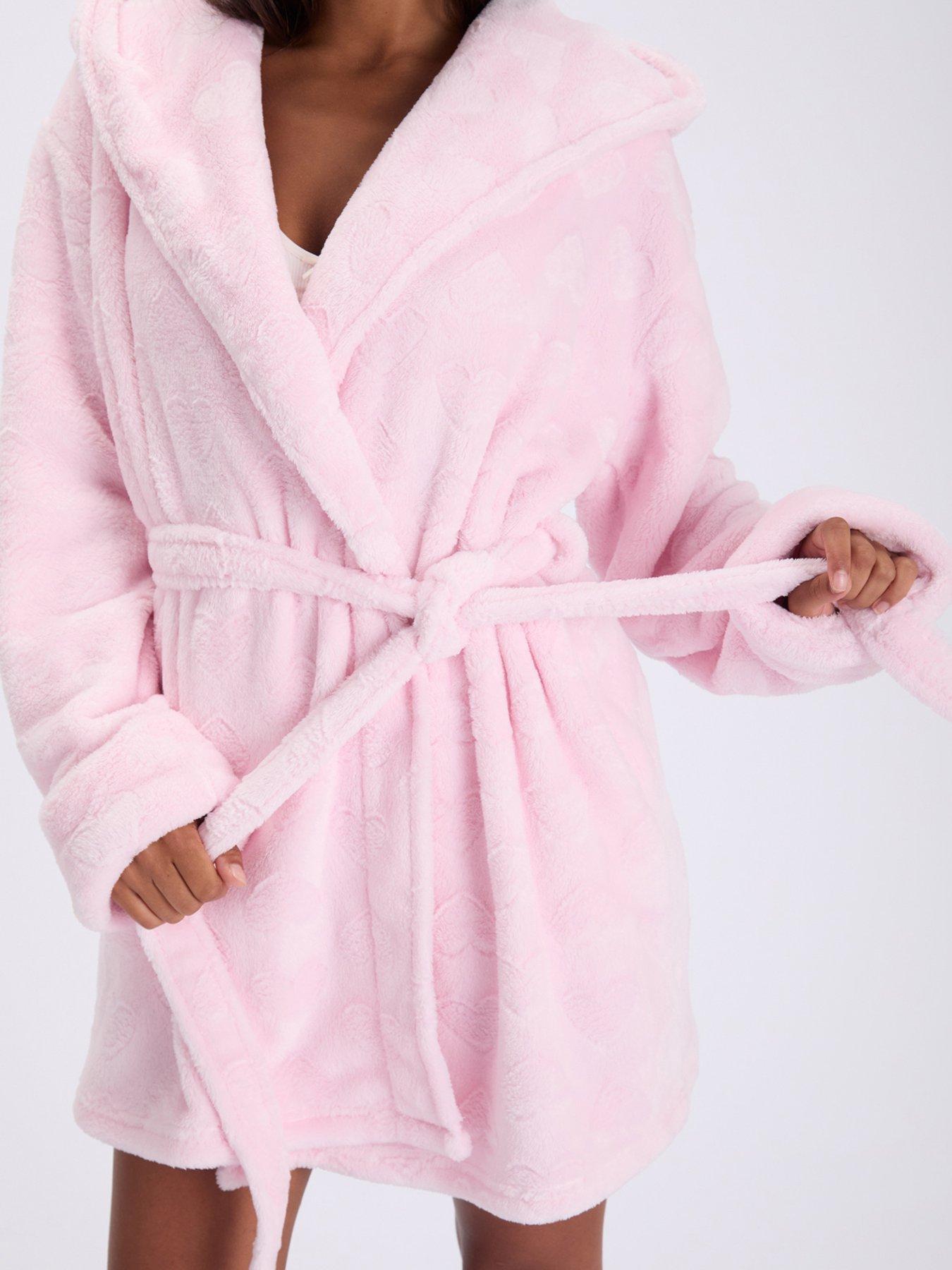 Image 4 of 6 of Boux Avenue Fluffy Heart Short Gown - Pink