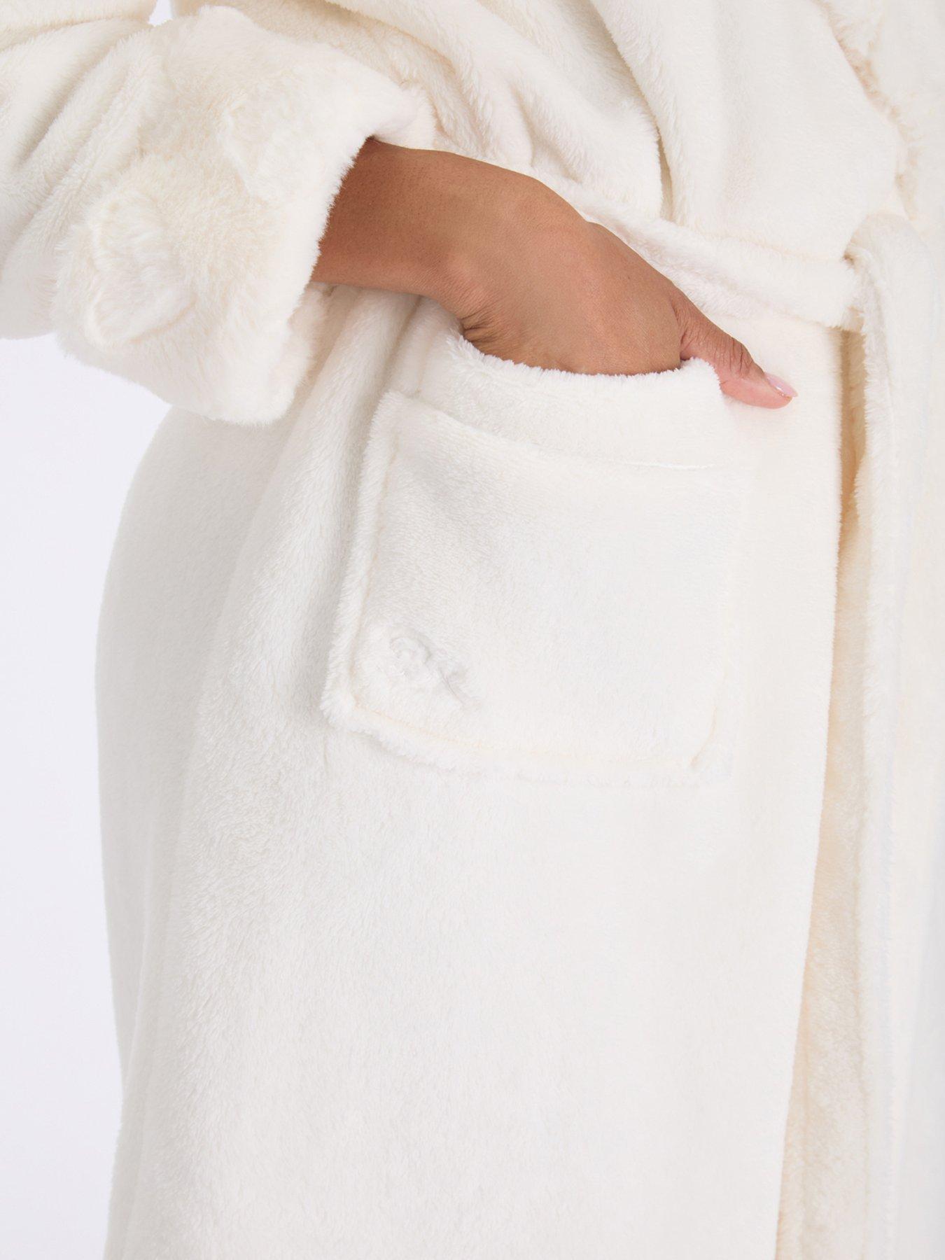 Image 4 of 6 of Boux Avenue Fur Heart Trim Long Gown - Cream
