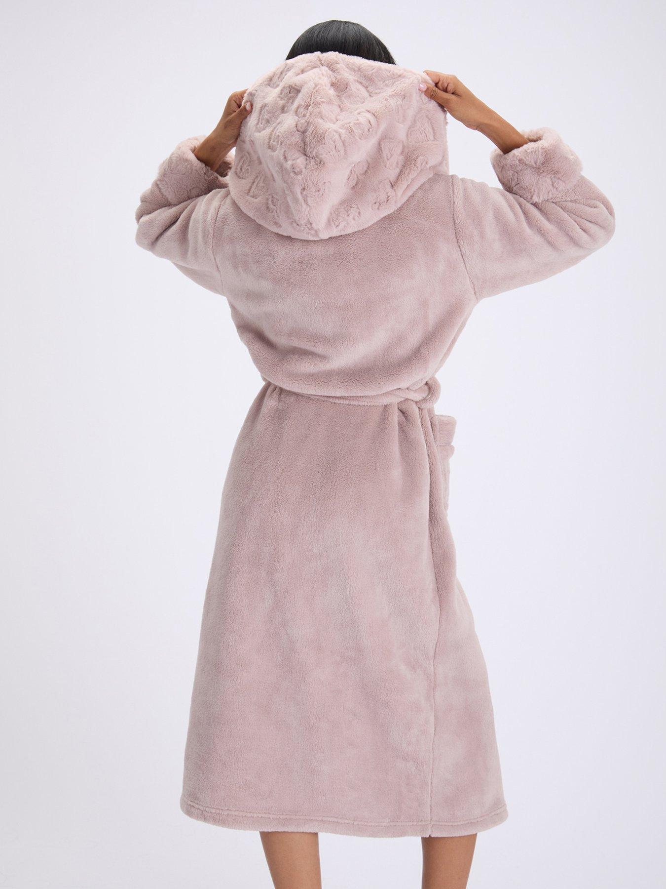 Image 2 of 6 of Boux Avenue Fur Heart Trim Long Gown - Mocha
