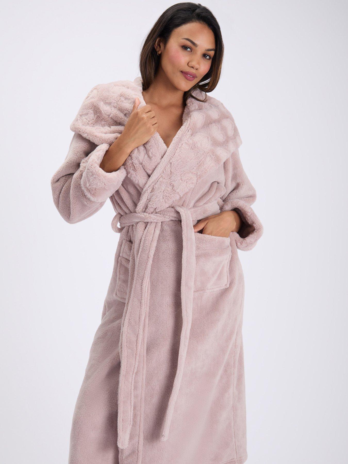 Image 3 of 6 of Boux Avenue Fur Heart Trim Long Gown - Mocha