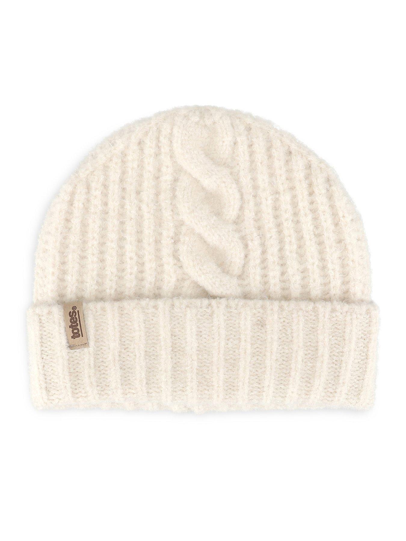 Image 2 of 6 of TOTES Totes Womens Chunky Brushed Knit Hat, Scarf &amp; Gloves Set - Cream