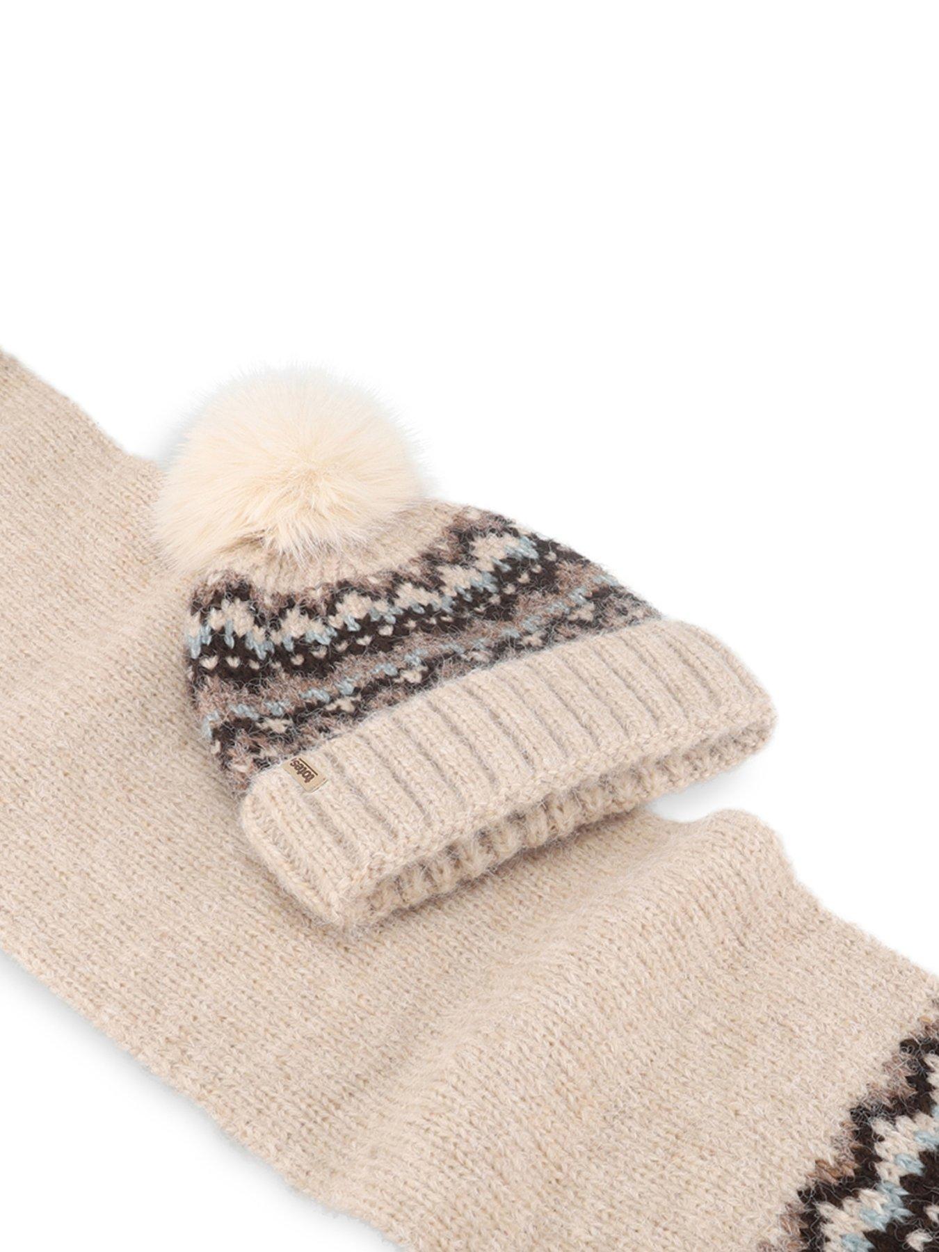 Image 4 of 6 of TOTES Totes Womens Fair Isle Scarf &amp; Hat Set - Oat