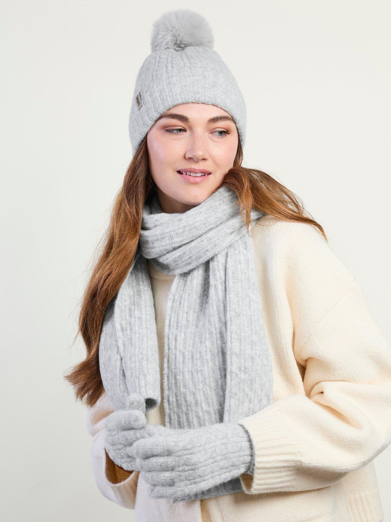 Image 5 of 6 of TOTES Totes Womens Cable Knitted Hat, Scarf &amp; Gloves Set - Grey