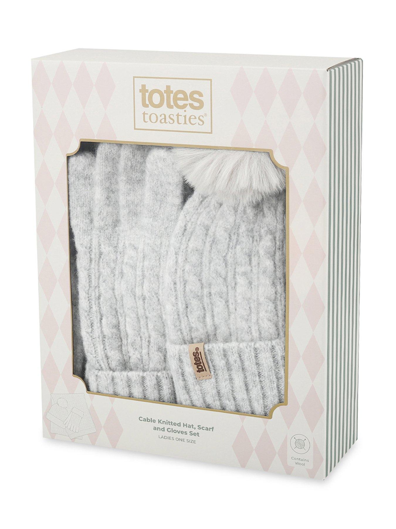 Image 6 of 6 of TOTES Totes Womens Cable Knitted Hat, Scarf &amp; Gloves Set - Grey