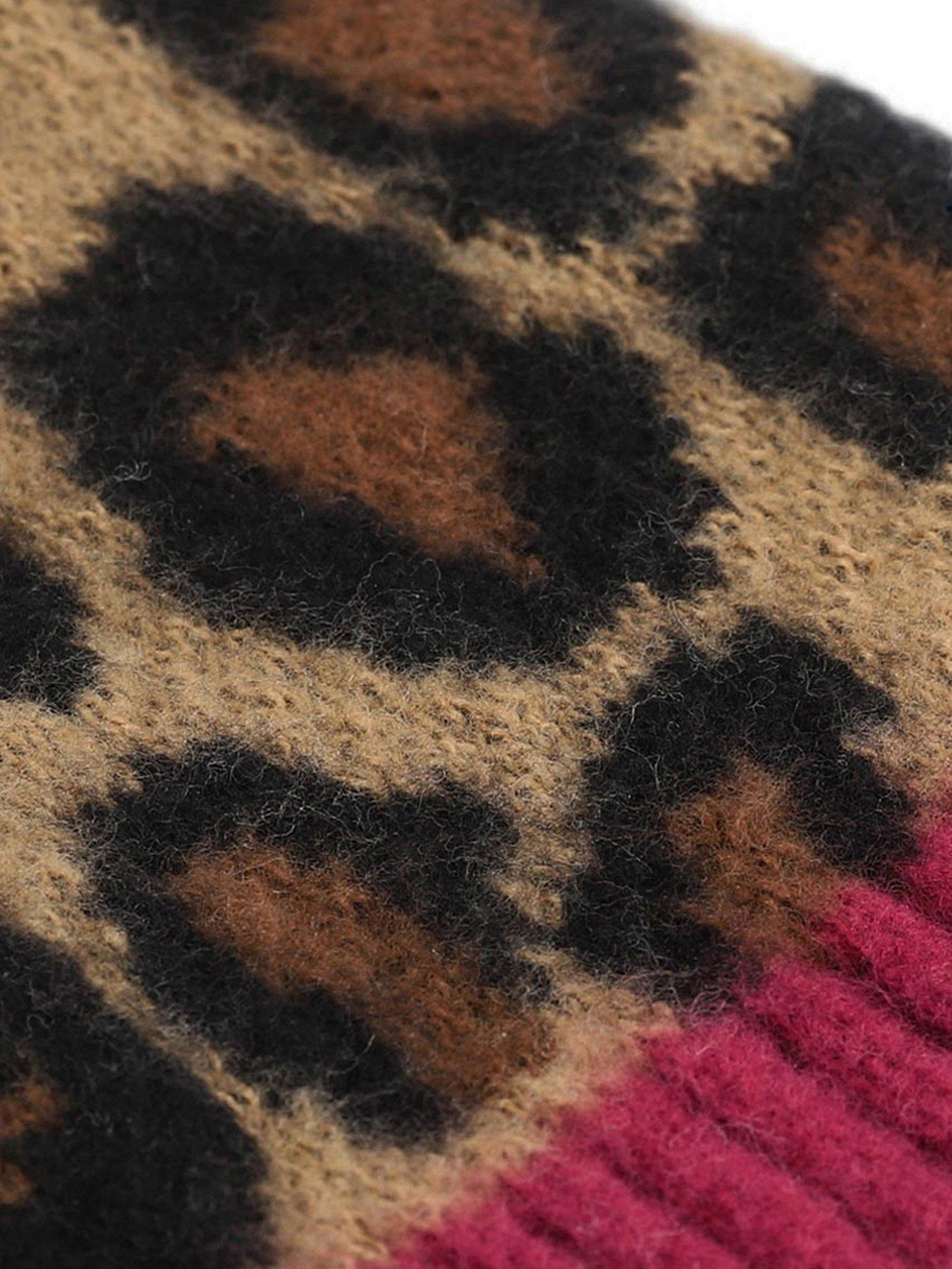 Image 2 of 6 of TOTES Totes Womens Leopard Beanie Hat &amp; Gloves With Smartouch - Leopard/black Mix