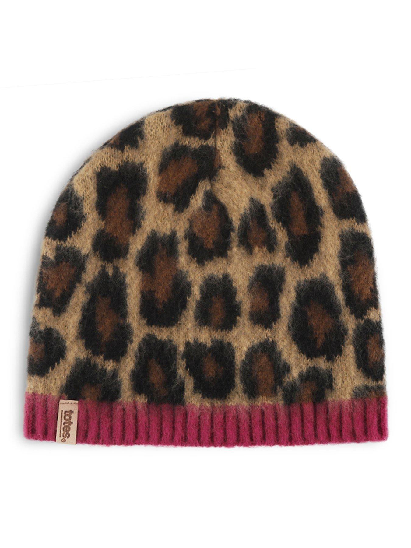 Image 3 of 6 of TOTES Totes Womens Leopard Beanie Hat &amp; Gloves With Smartouch - Leopard/black Mix