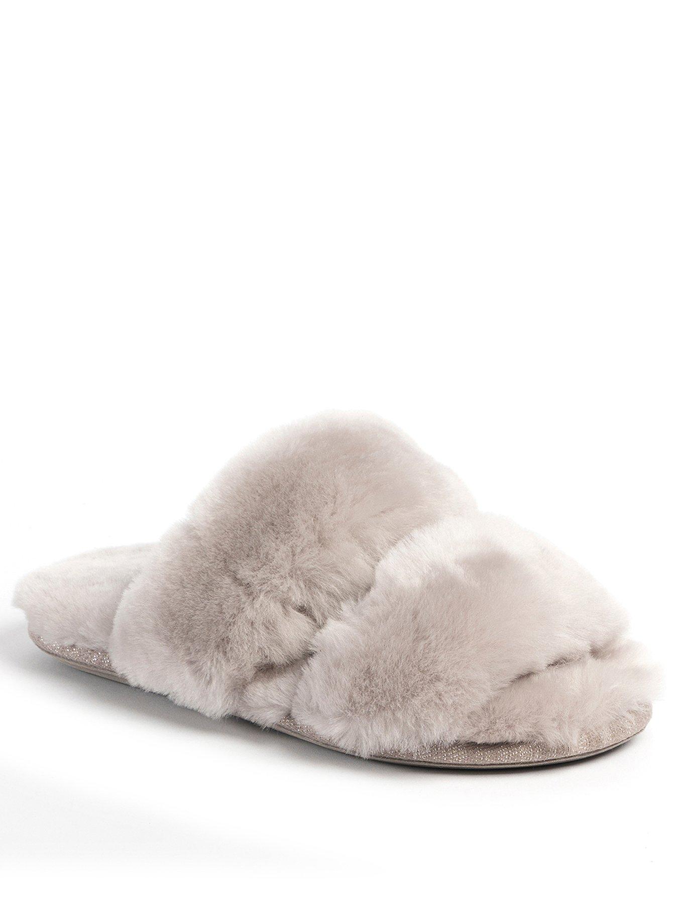 Image 2 of 5 of Just Sheepskin Womens Poppy Sheepskin Lined Open Toe Slider Slippers - Grey