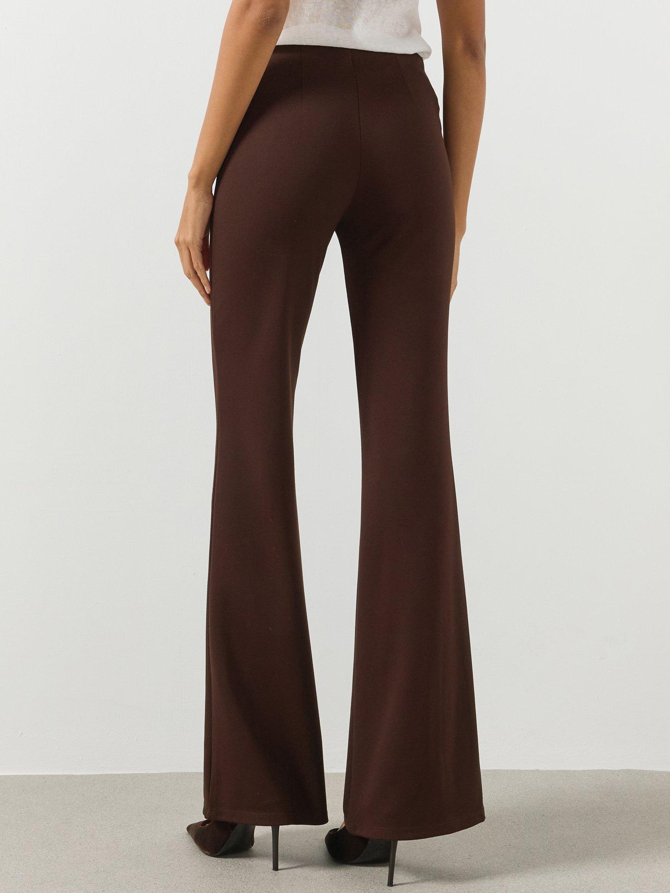 Image 2 of 6 of Mango Straight Seam Flared Leggings - Brown