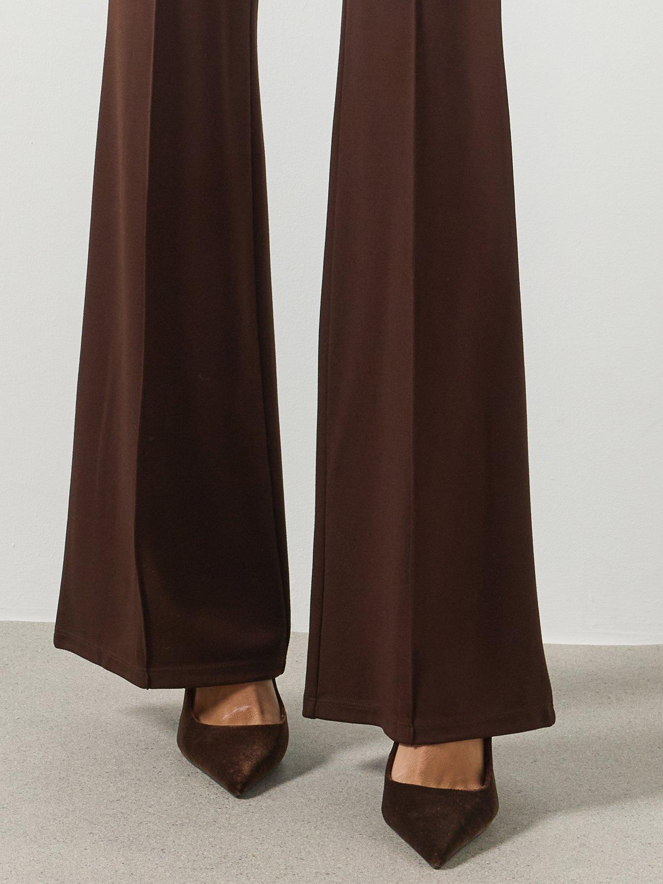 Image 4 of 6 of Mango Straight Seam Flared Leggings - Brown