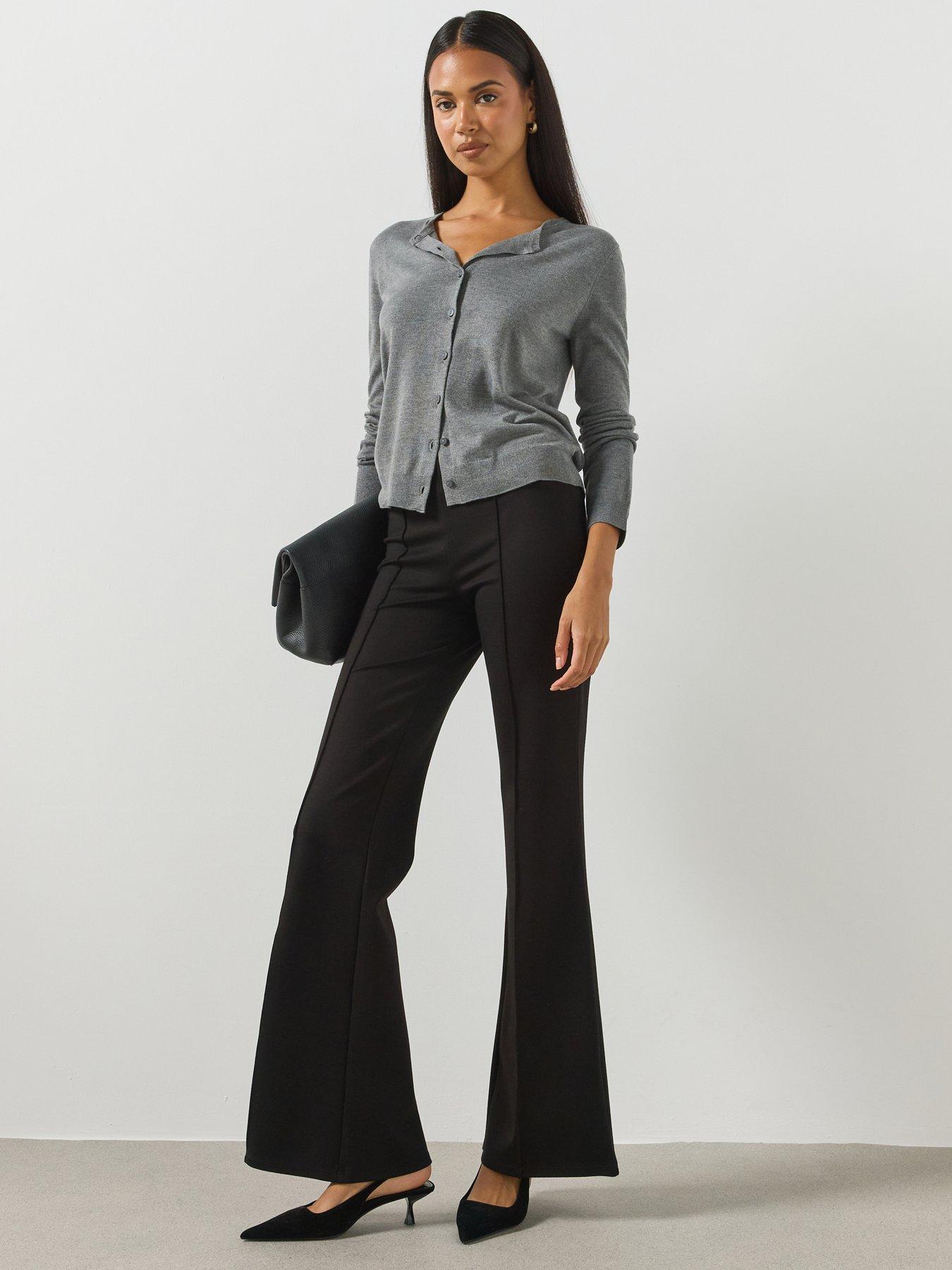 Image 1 of 6 of Mango Straight Seam Flared Leggings - Black