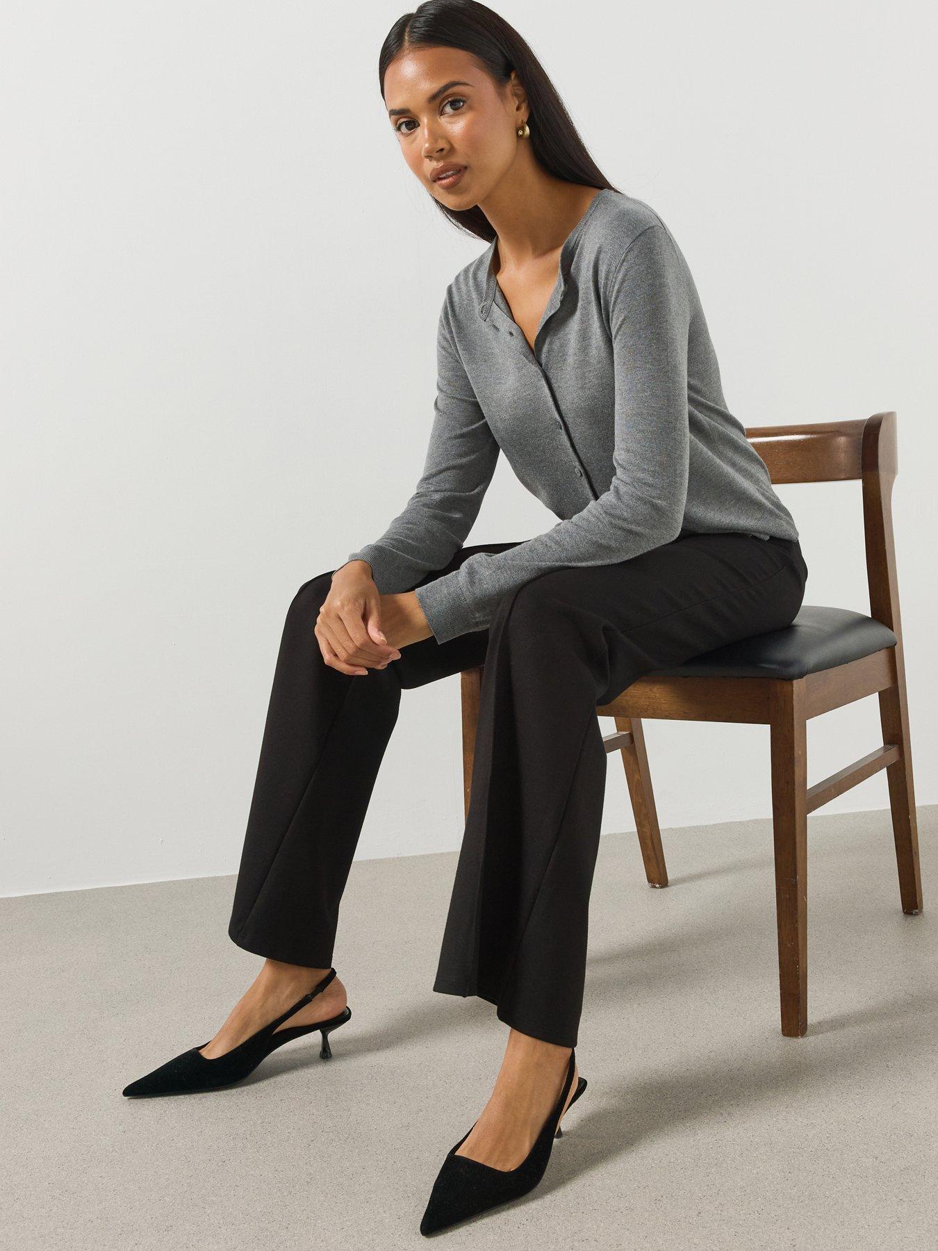 Image 4 of 6 of Mango Straight Seam Flared Leggings - Black