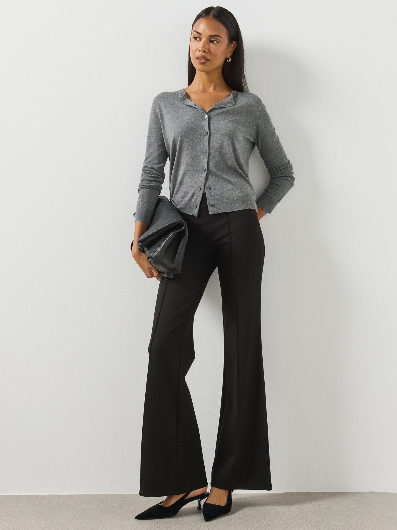Image 6 of 6 of Mango Straight Seam Flared Leggings - Black
