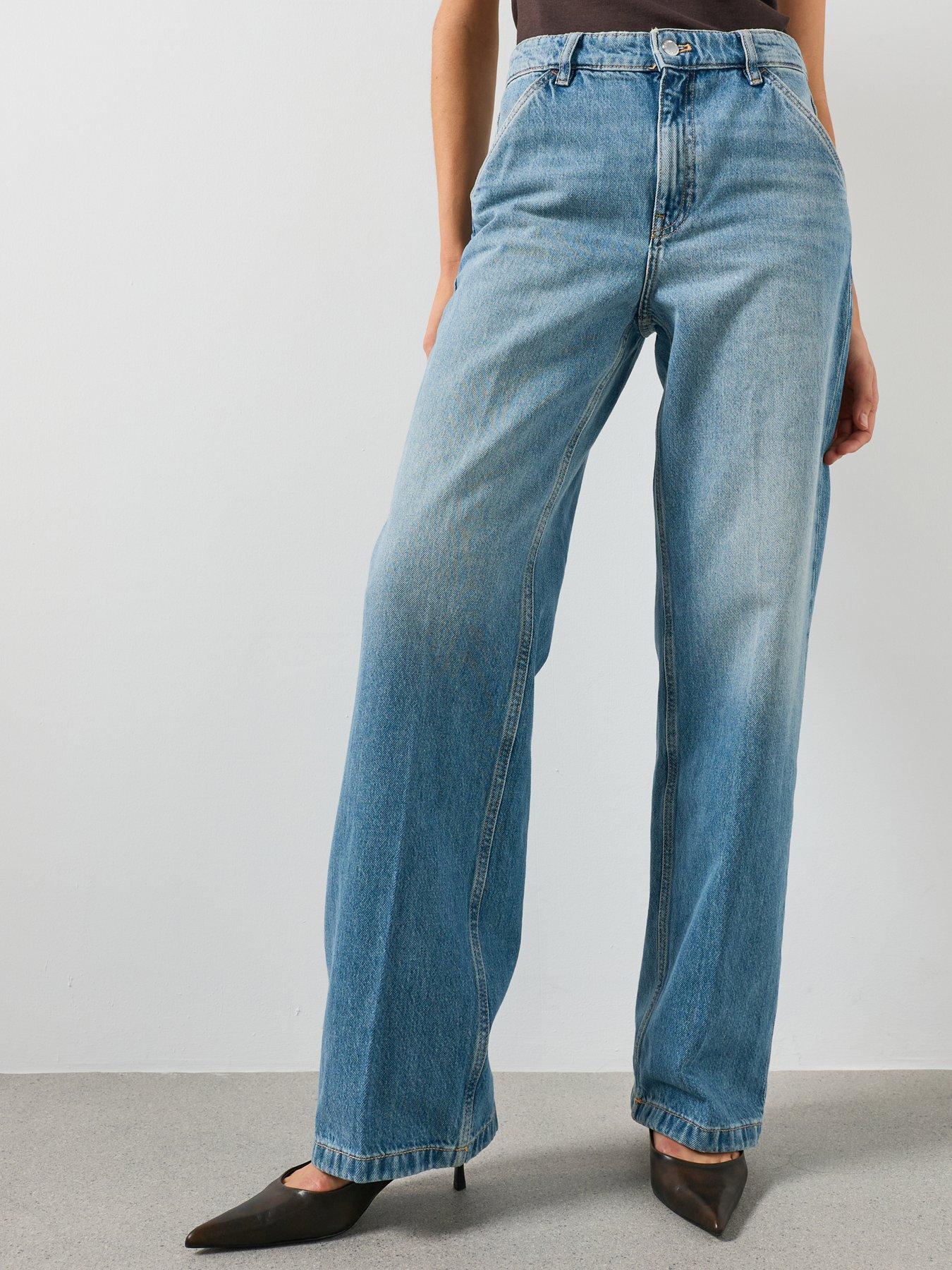 Image 1 of 5 of Mango Womens High Rise Straight Leg Jeans - Blue