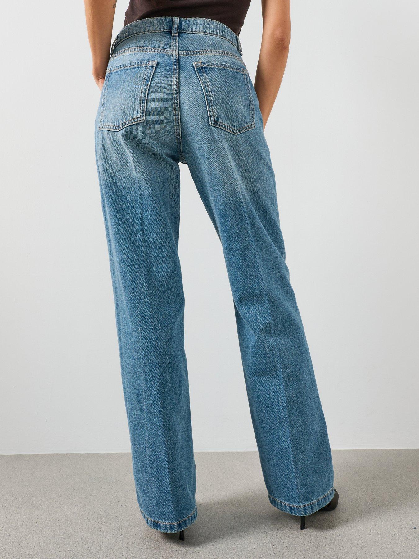 Image 2 of 5 of Mango Womens High Rise Straight Leg Jeans - Blue