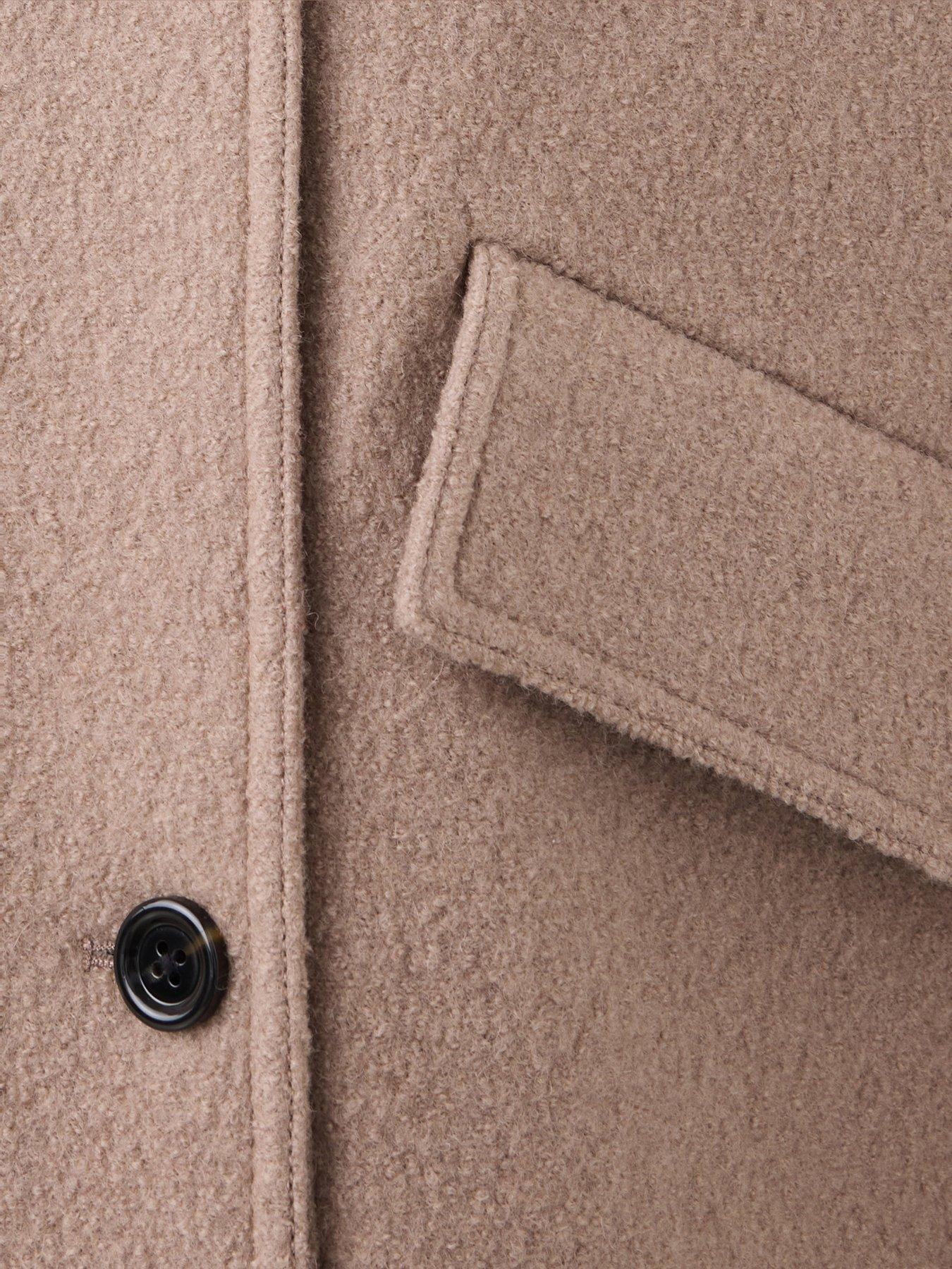 Image 5 of 5 of Mango Womens Funnel Neck Asymmetric Button Short Coat - Brown