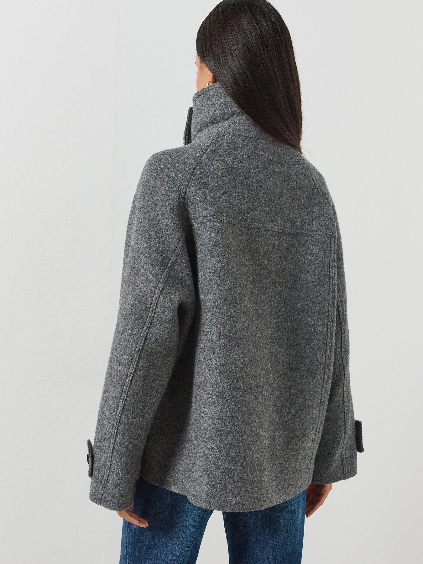 Image 2 of 6 of Mango Womens Funnel Neck Wool Jacket - Grey