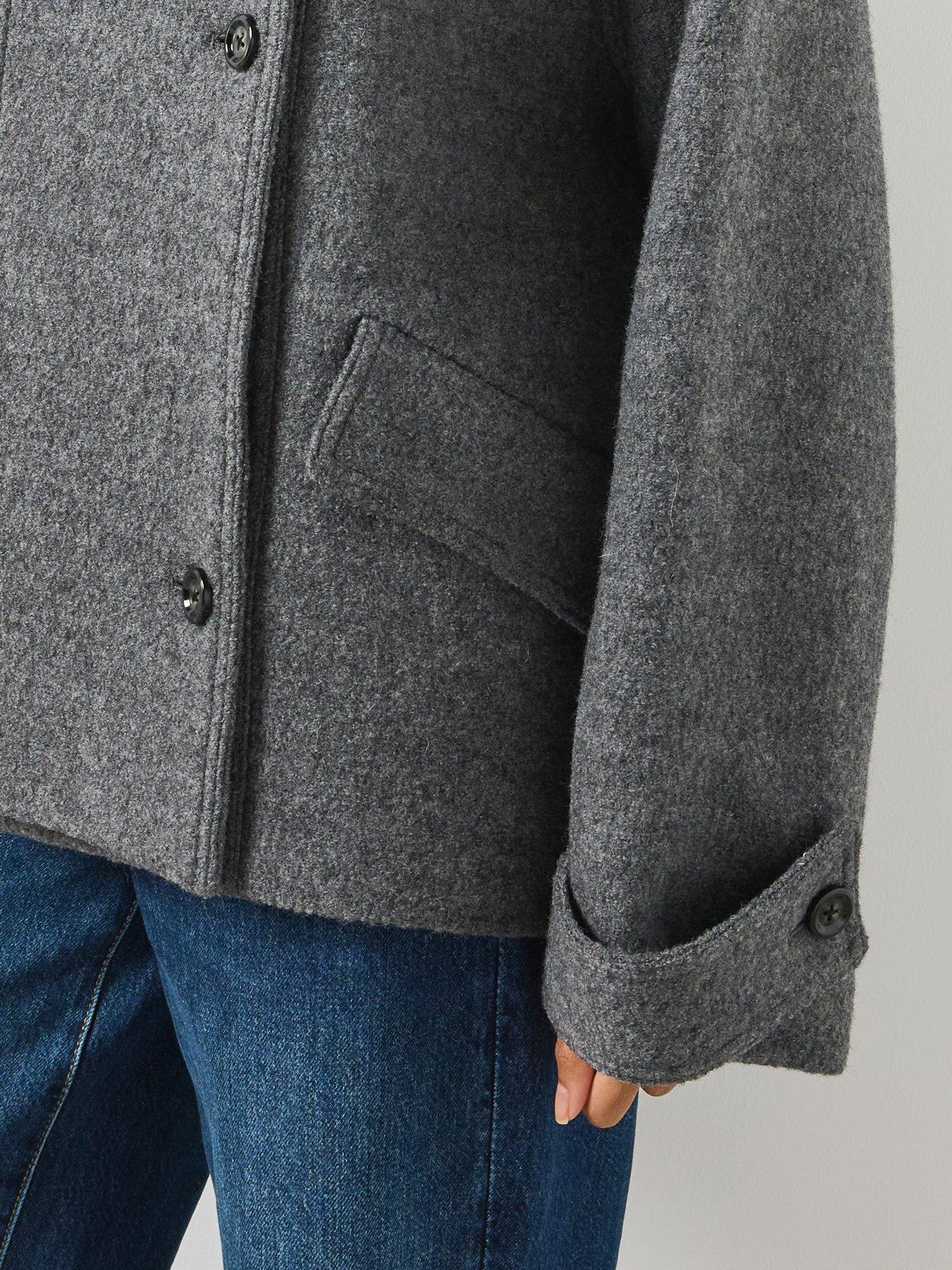 Image 5 of 6 of Mango Womens Funnel Neck Wool Jacket - Grey