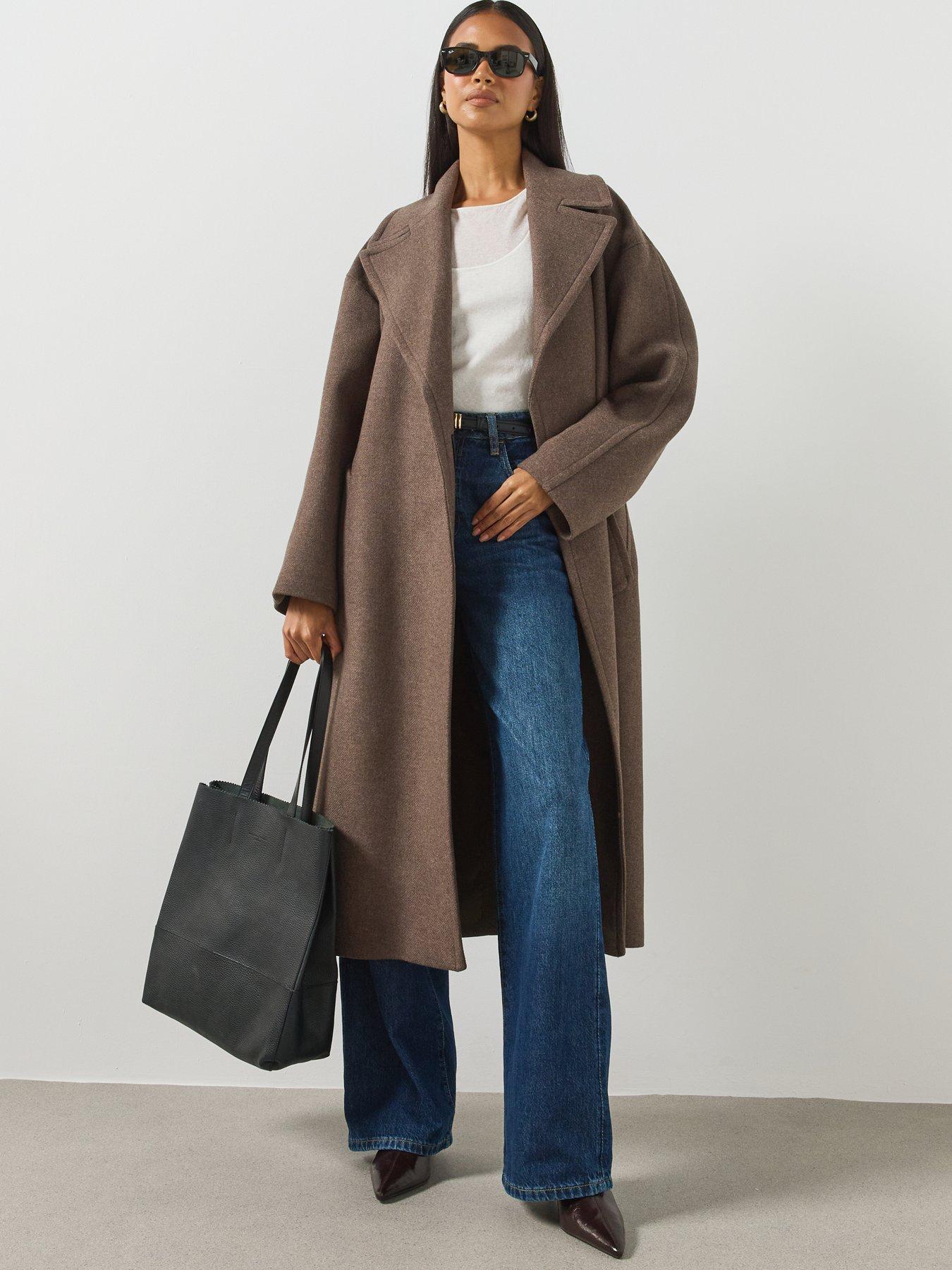 Image 5 of 6 of Mango Women's Belted Longline Coat - Brown