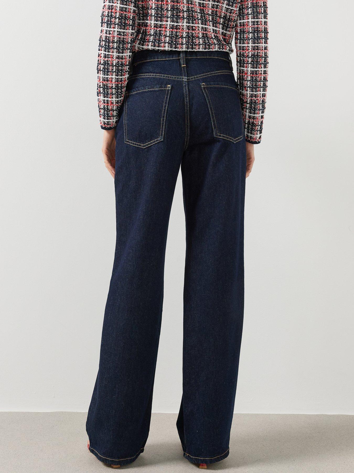 Image 2 of 5 of Mango Womens High Waist Straight Leg Jeans - Blue