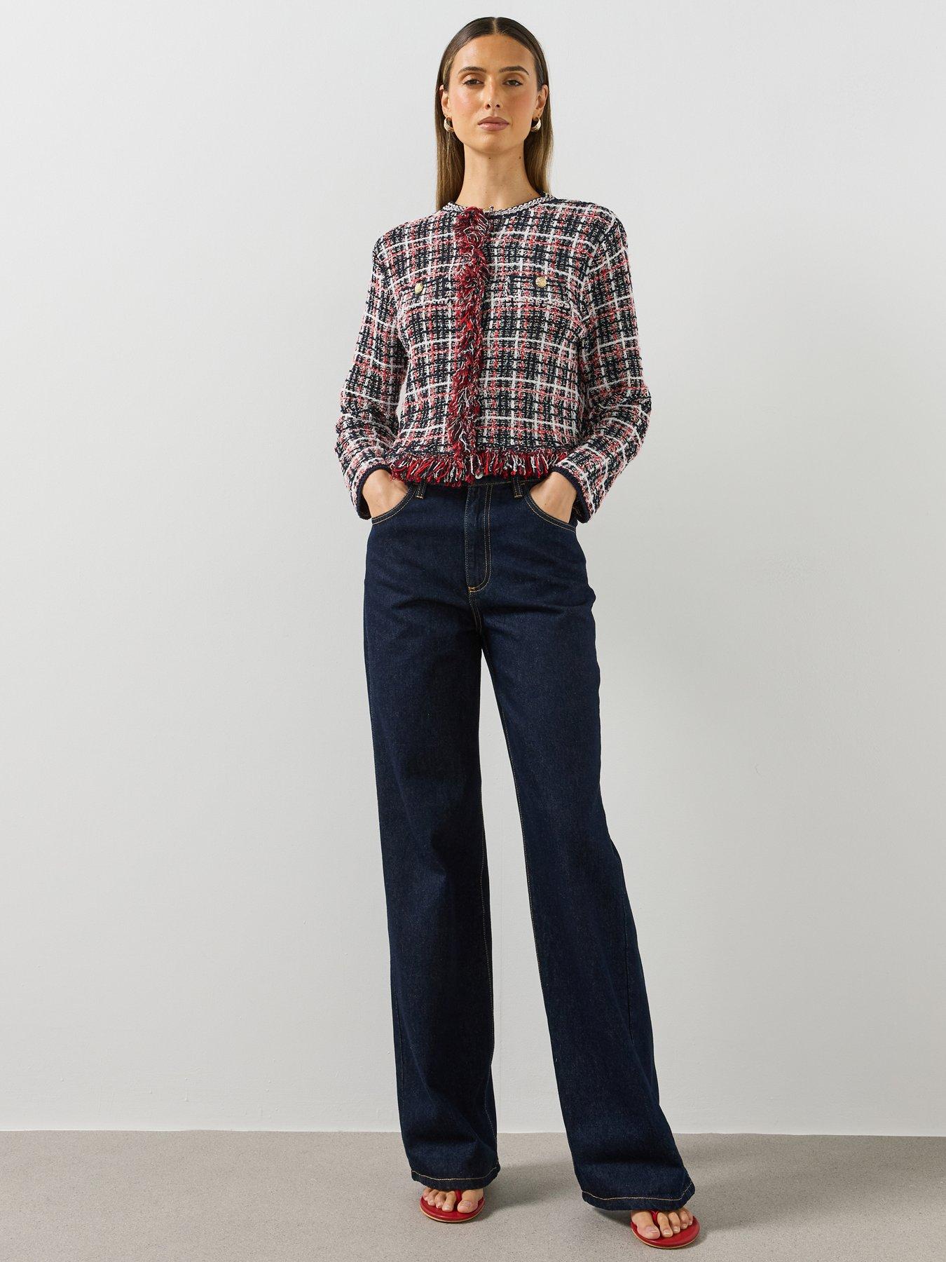 Image 3 of 5 of Mango Womens High Waist Straight Leg Jeans - Blue
