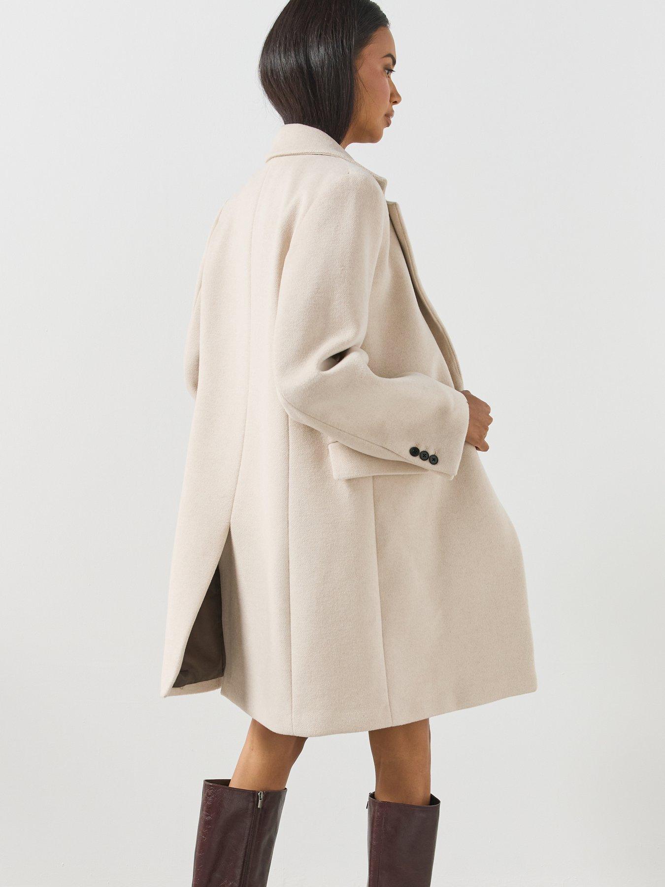 Image 2 of 6 of Mango Tailored Single-Breasted Longline Coat - Cream