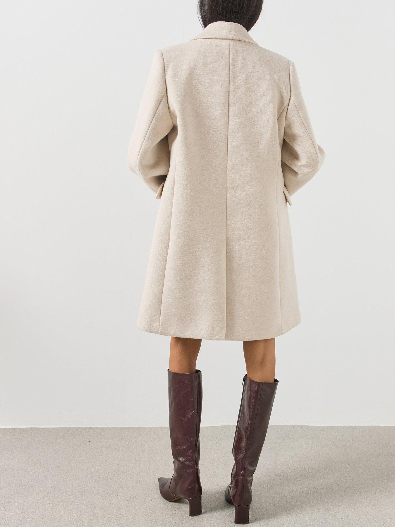 Image 6 of 6 of Mango Tailored Single-Breasted Longline Coat - Cream