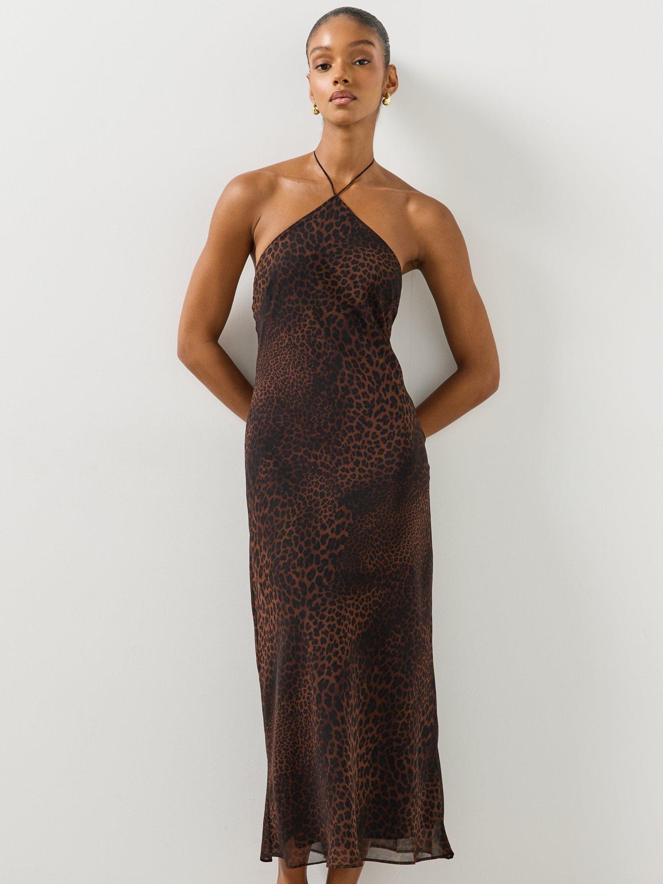 Image 5 of 6 of Mango Womens Lion Halterneck Midi Dress - Black