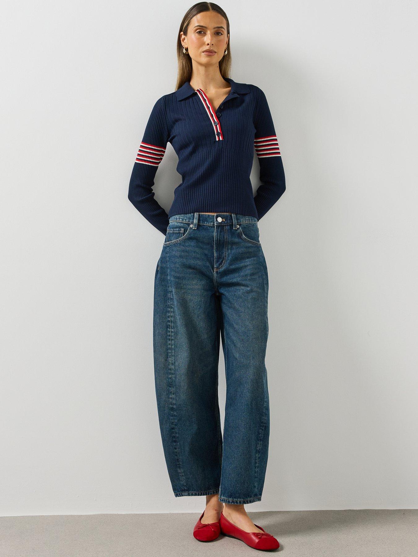 Image 5 of 5 of Mango Womens High-Rise Balloon Leg Jeans - Blue