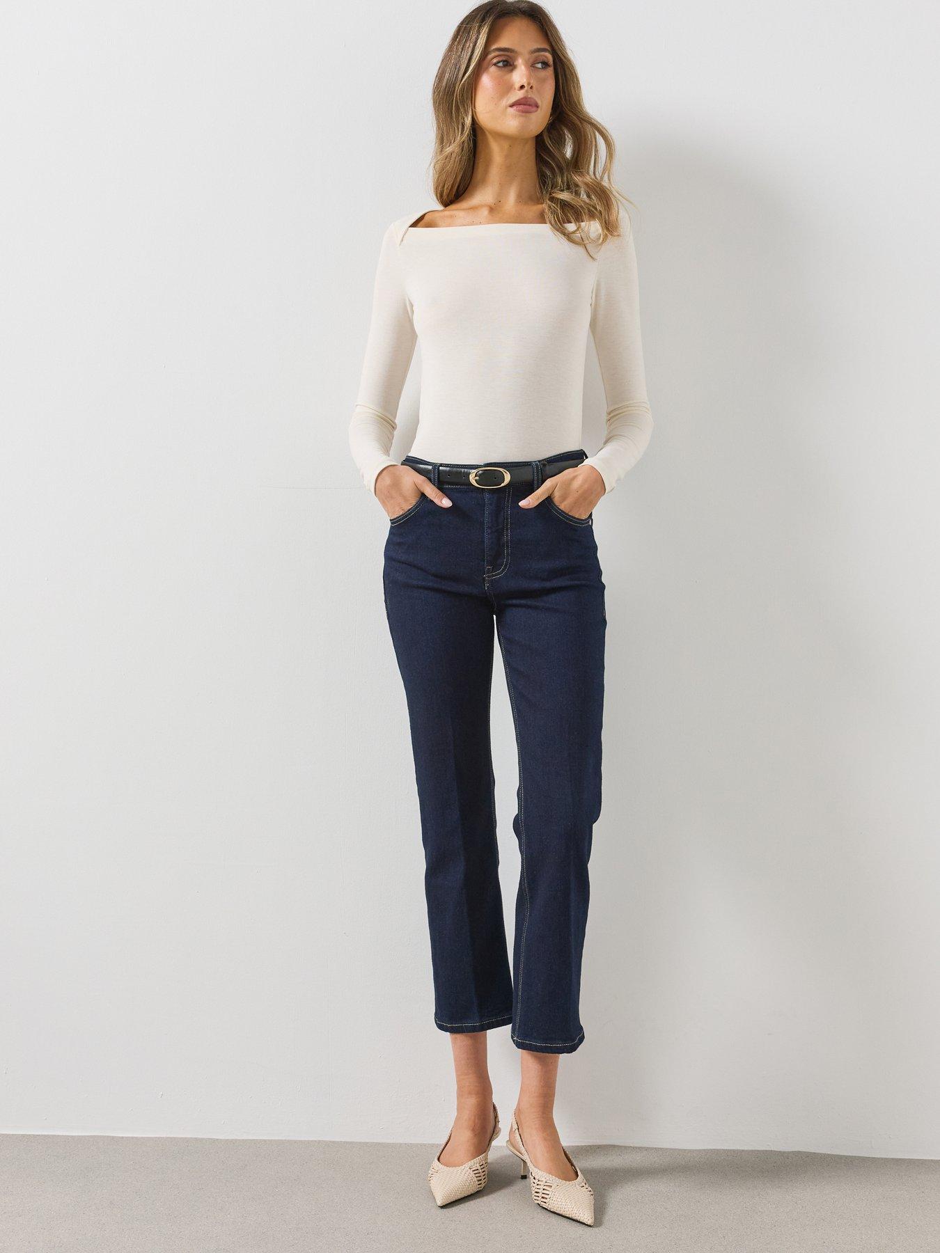 Image 3 of 6 of Mango Womens Boat Neck Fitted Long Sleeve T-Shirt - Beige