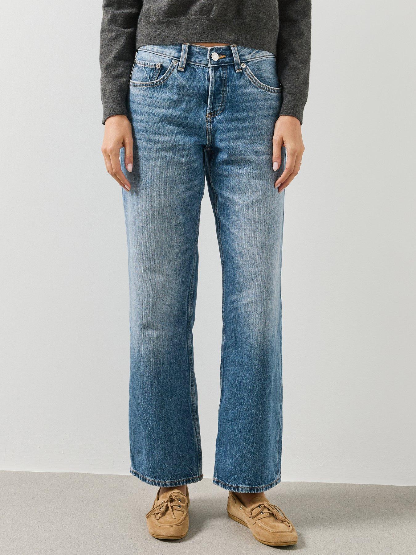 Image 1 of 5 of Mango Womens High Rise Straight Leg Jeans - Blue