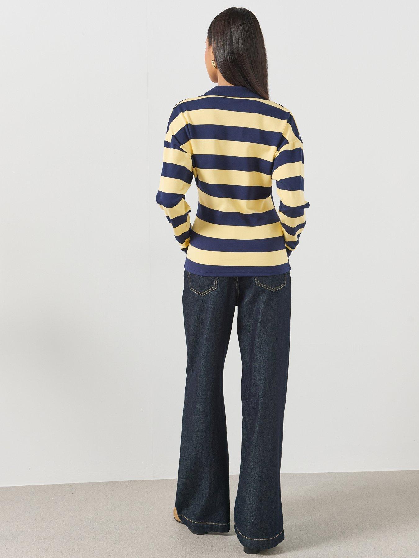Image 2 of 6 of Mango Striped Polo Neck Sweater - Yellow