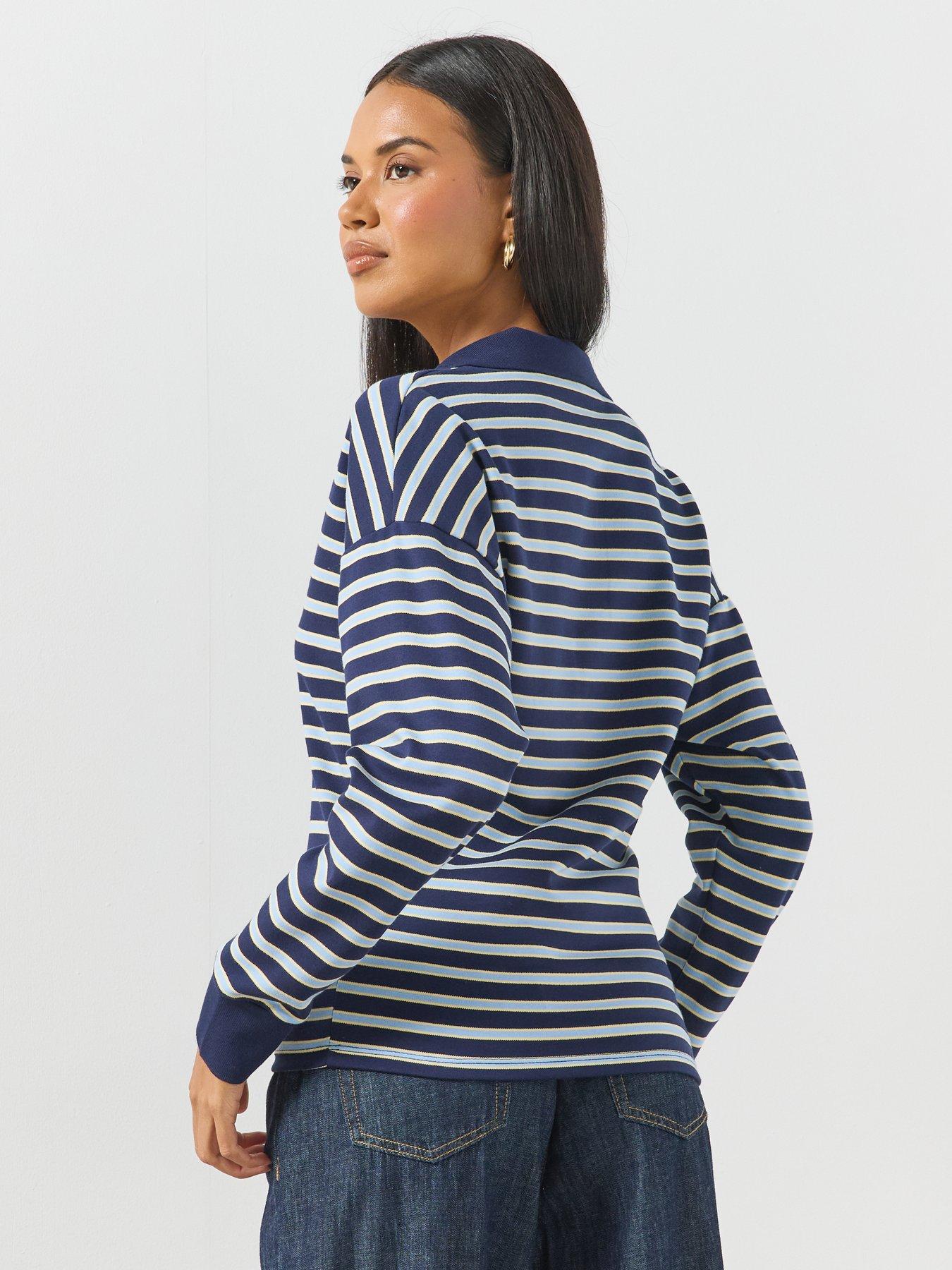 Image 6 of 6 of Mango Striped Polo Neck Sweater - Blue