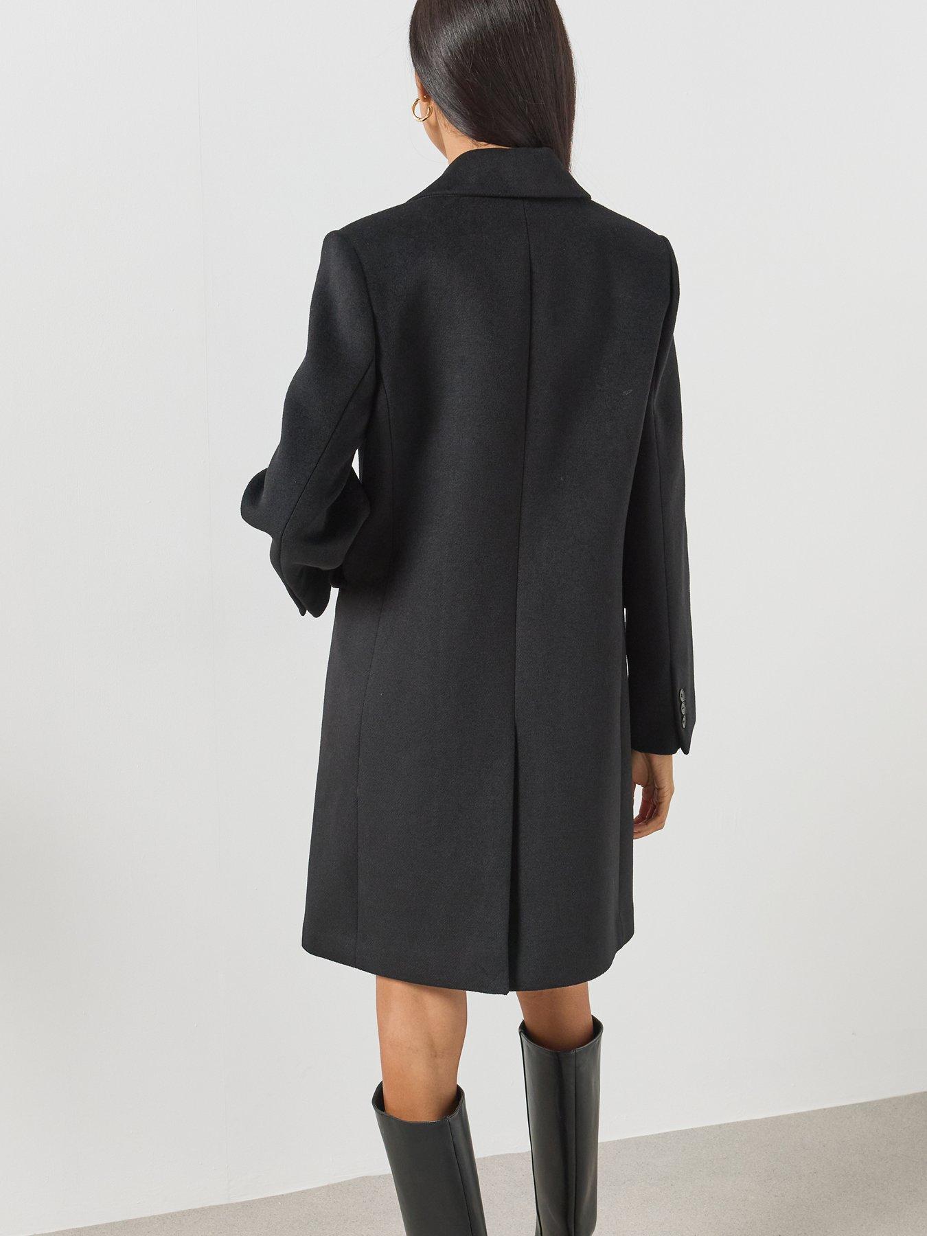 Image 2 of 6 of Mango Tailored Single-Breasted Longline Coat - Black